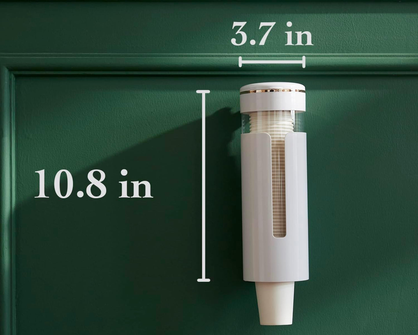 SEVENY Cup Dispenser, Wall Mount Water Cooler Cup Dispenser fits 4-7 oz Disposable Paper and Plastic Cups, Pull Type Cup Holder for Bathroom, Office, Break Room, Gym, White