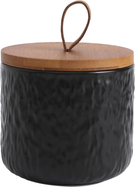 Kitchen Canisters for Countertop, Ceramic Coffee Canisters with Airtight Lids Food Storage Jars Sugar Container for Kitchen Counter Tea, Coffee Beans, Spice (#001Black-9oz/260ml)