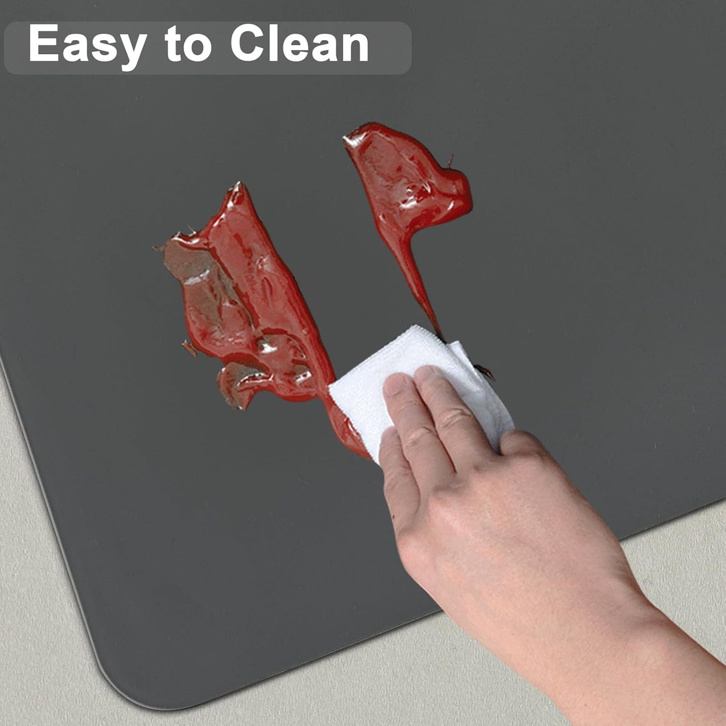 47.2''x23.6''(120cmx60cm) Large Silicone Mat for Kitchen Counter, Non-Slip Heat Resistant Countertop Protector, Waterproof Silicone Craft Mat for Kitchen Island, Translucent Gray