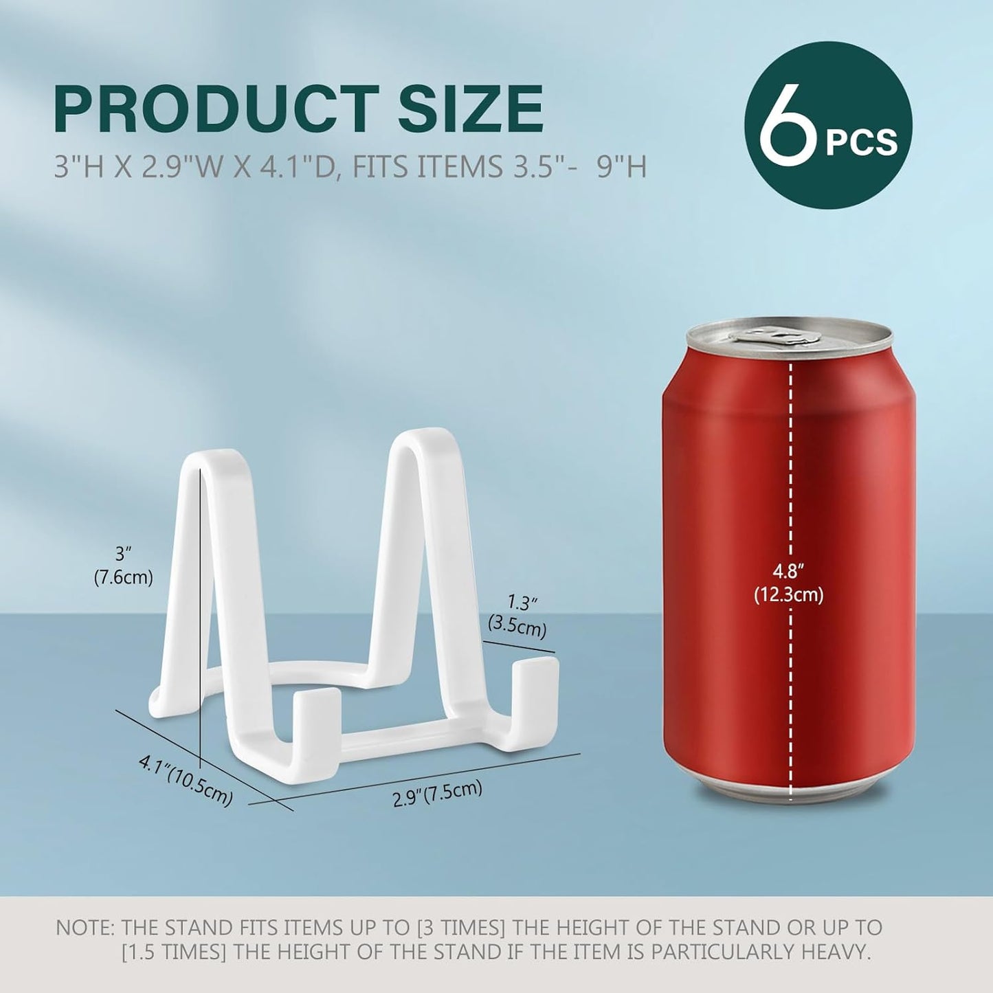 Artliving Plate Display Stands Easel Holder - 3-Inch Plastic Stand for Small Decorative Plates, Pictures and Photos - White (6-Pack)