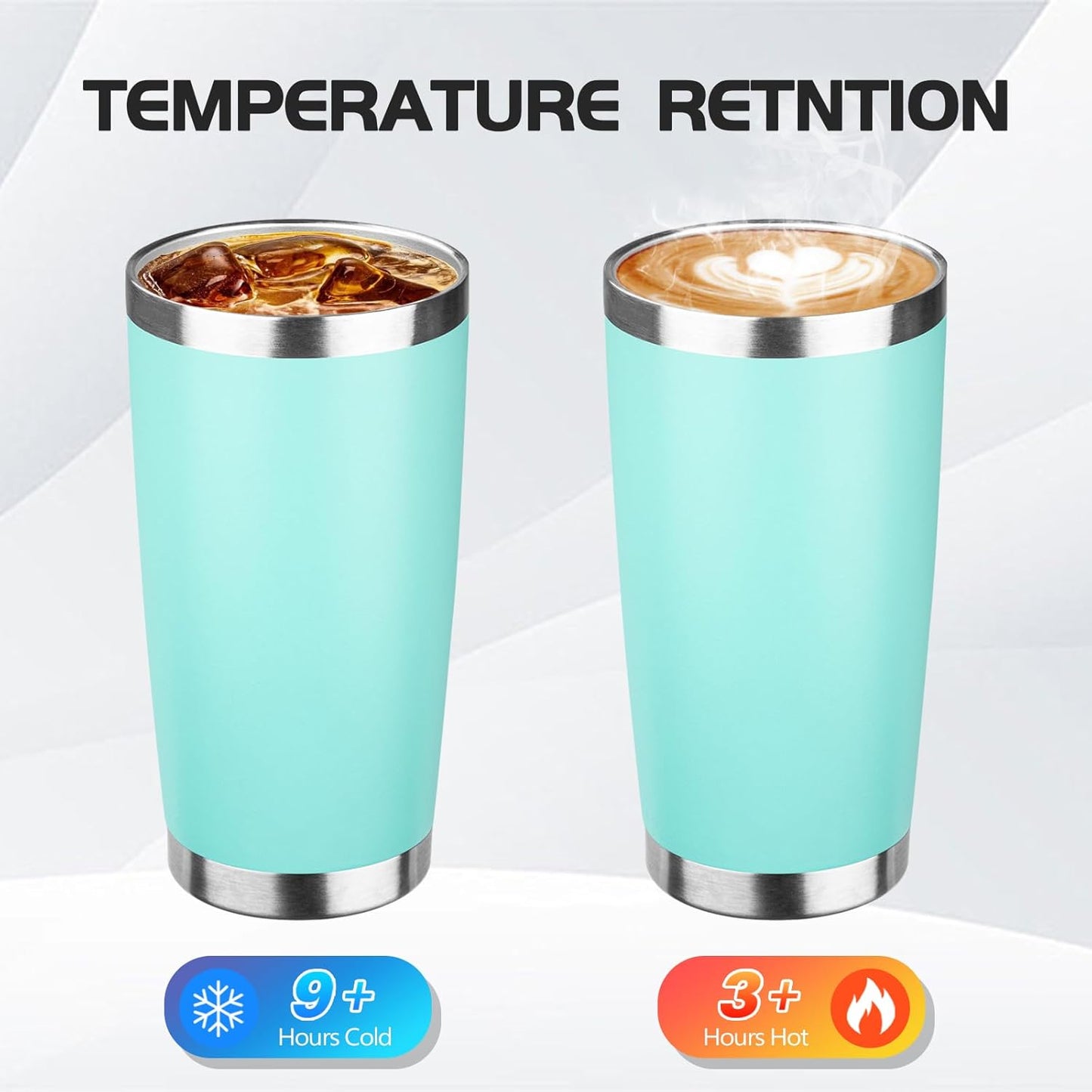 StarSpeed 20oz Tumbler Bulk with Lid, Stainless Steel Insulated Tumblers Double Wall Vacuum Insulated Travel Mug, Powder Coated Coffee Cups for Hot and Cold Drinks(Light Green,1)