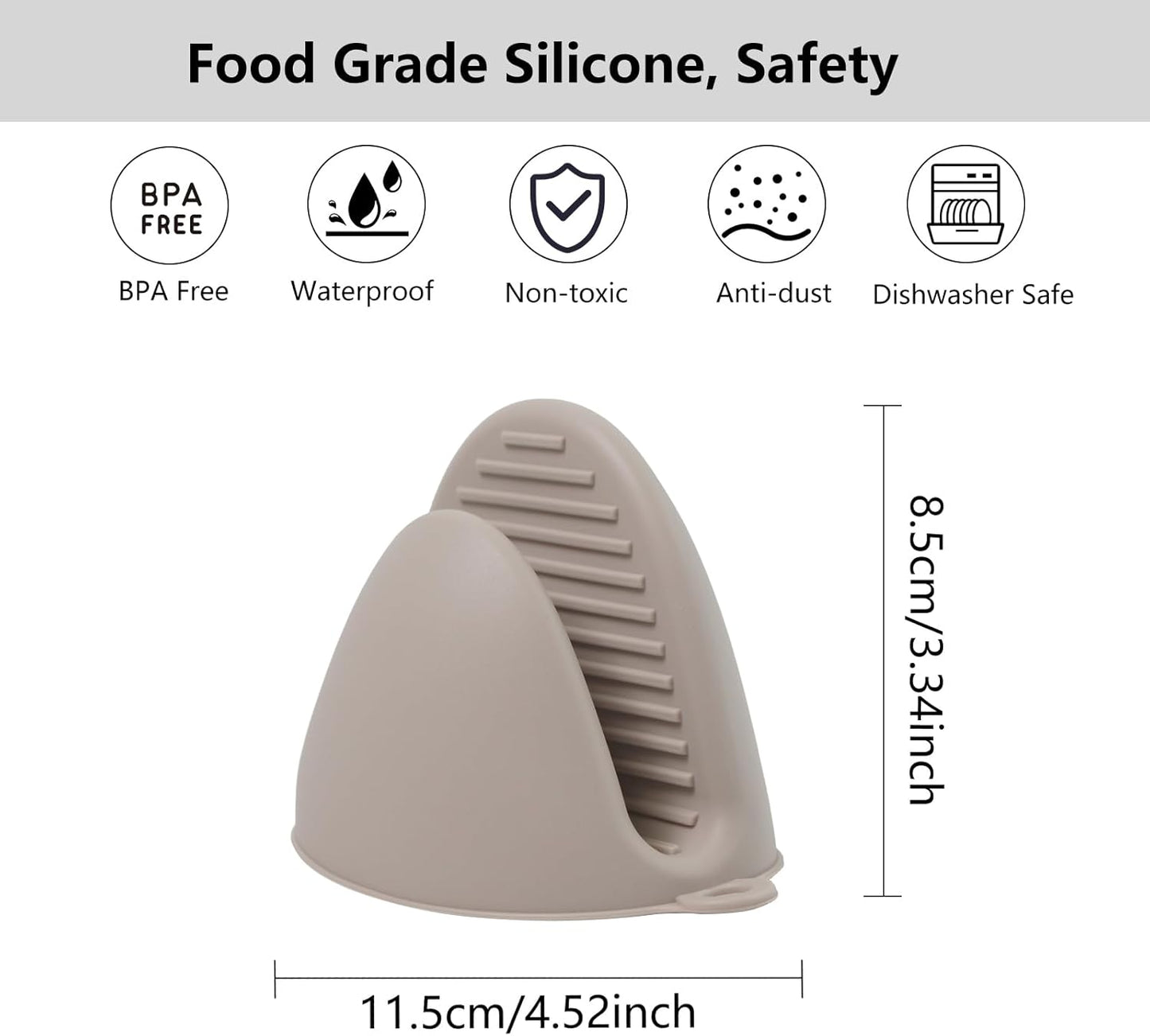 Silicone Oven Mitts Heat Resistant 3 Pair Mini Pot Pinch Grip- ChufanMomsil Short Cute Pot Holders Sets for Kitchen, Air Fryer, Baking, Small Silicone Rubber Oven Gloves Mittens, Khaki