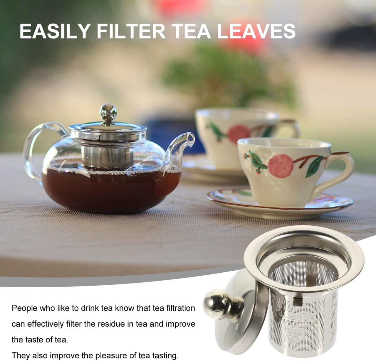 Stainless Steel Tea Infuser Insert with Dual-Function Lid Extra Fine Mesh Strainer for Loose Leaf Tea Heatproof Double Handles Perfect for Teapots and Mugs