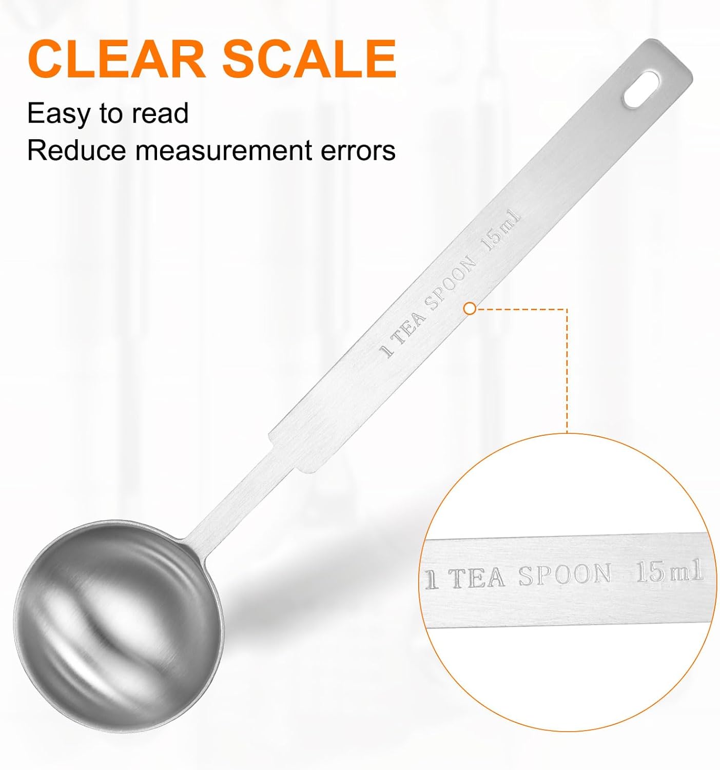 HARFINGTON Single Measuring Spoon 3tsp (1tbsp, 15ml) Teaspoon/Tablespoon 430 Stainless Steel Single Tiny Square Bowl Measuring Spoon Long Handle Measure Scoop