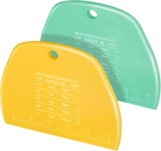 Teenitor 2 Pieces Dough Scraper, Dough Cutter Bench Scraper, Dough Scrapers Multipurpose Food Scrapers for Dough, Cake, Bread Yellow and Green