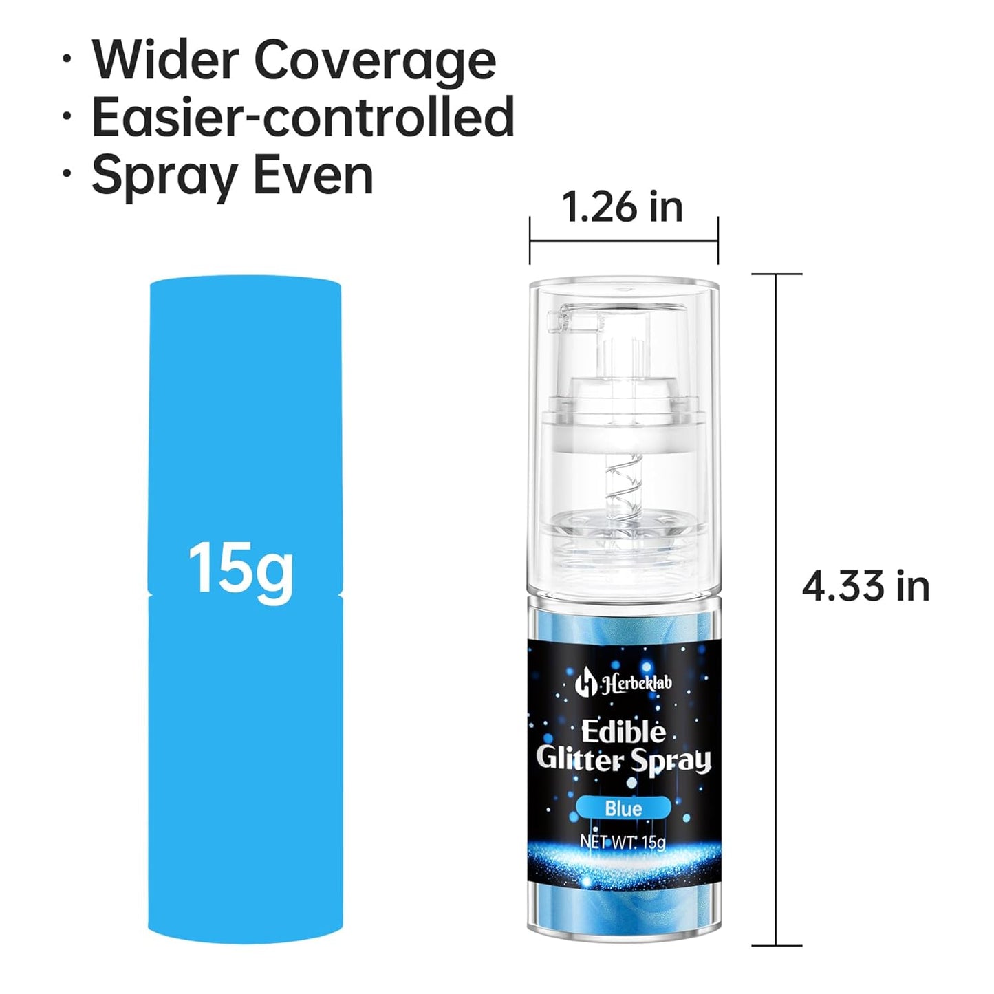 Blue Edible Glitter Spray - 15g Edible Blue Glitter for Cakes Food Grade Metallic Shimmer Powder Cake Spray for Cookie Decorating Chocolate Strawberry