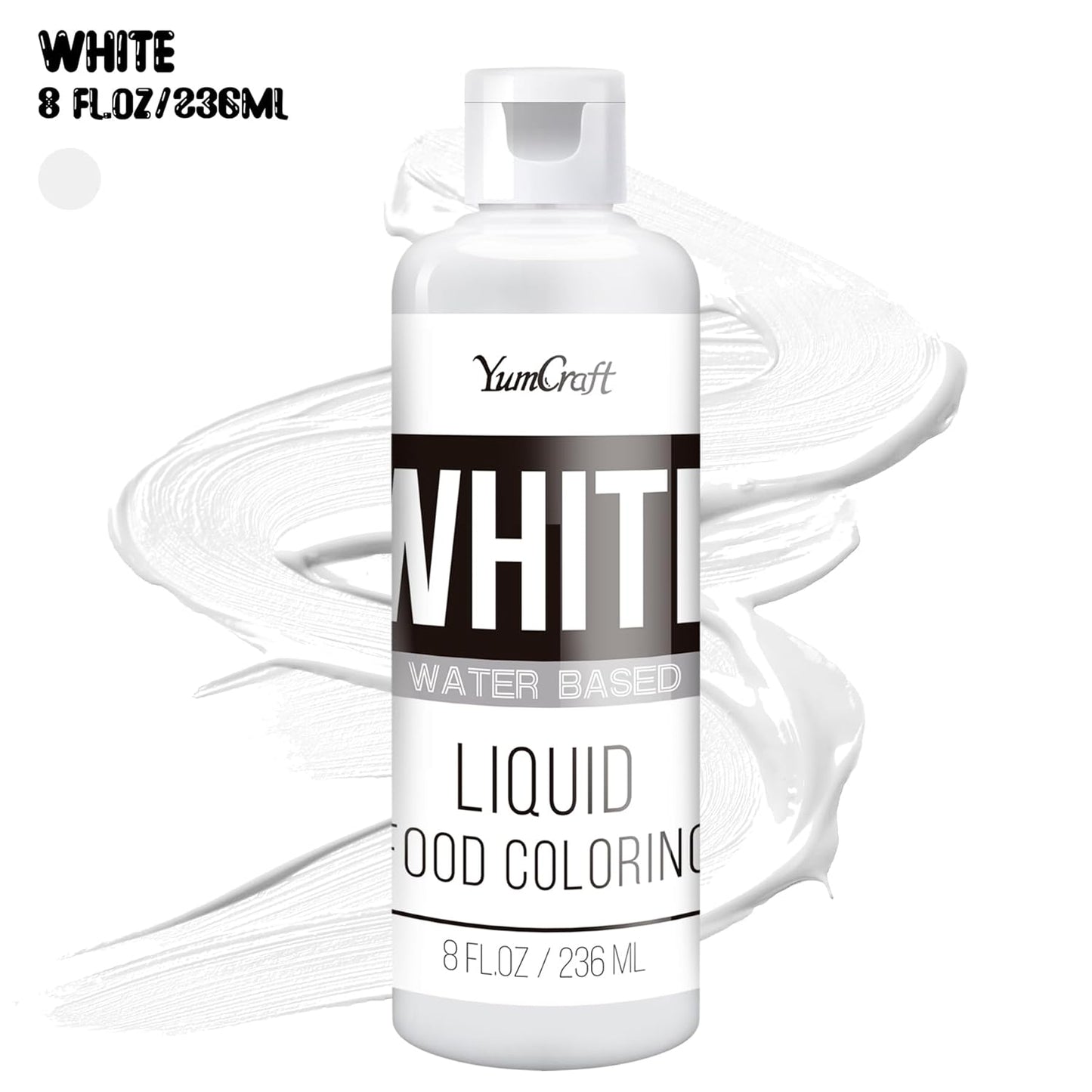 Food Coloring Liquid - Vibrant Color Food Coloring for Cake Decorating, Baking, Easter Egg, Icing - Tasteless Food Color Dye for Fondant, Cooking, Slime, Airbrush (White, 8 Fl.oz)