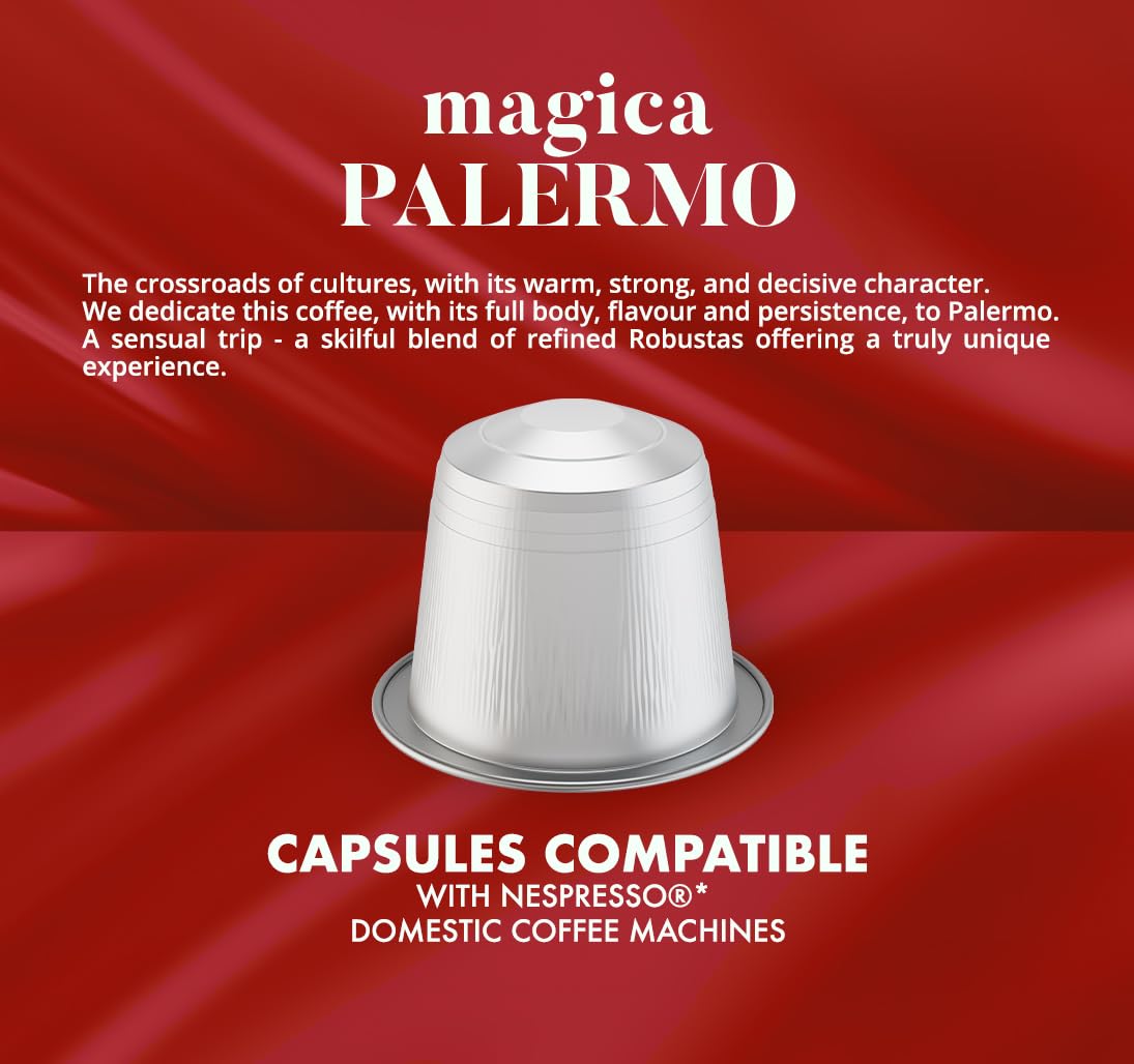 Caffe Borbone Aluminum Coffee Pods Compatible with Nespresso Original Machines, Magica Palermo, Medium Roast, Intense and Full-Bodied, Genuine Italian Coffee - NOT compatible with Vertuo - 100 Count