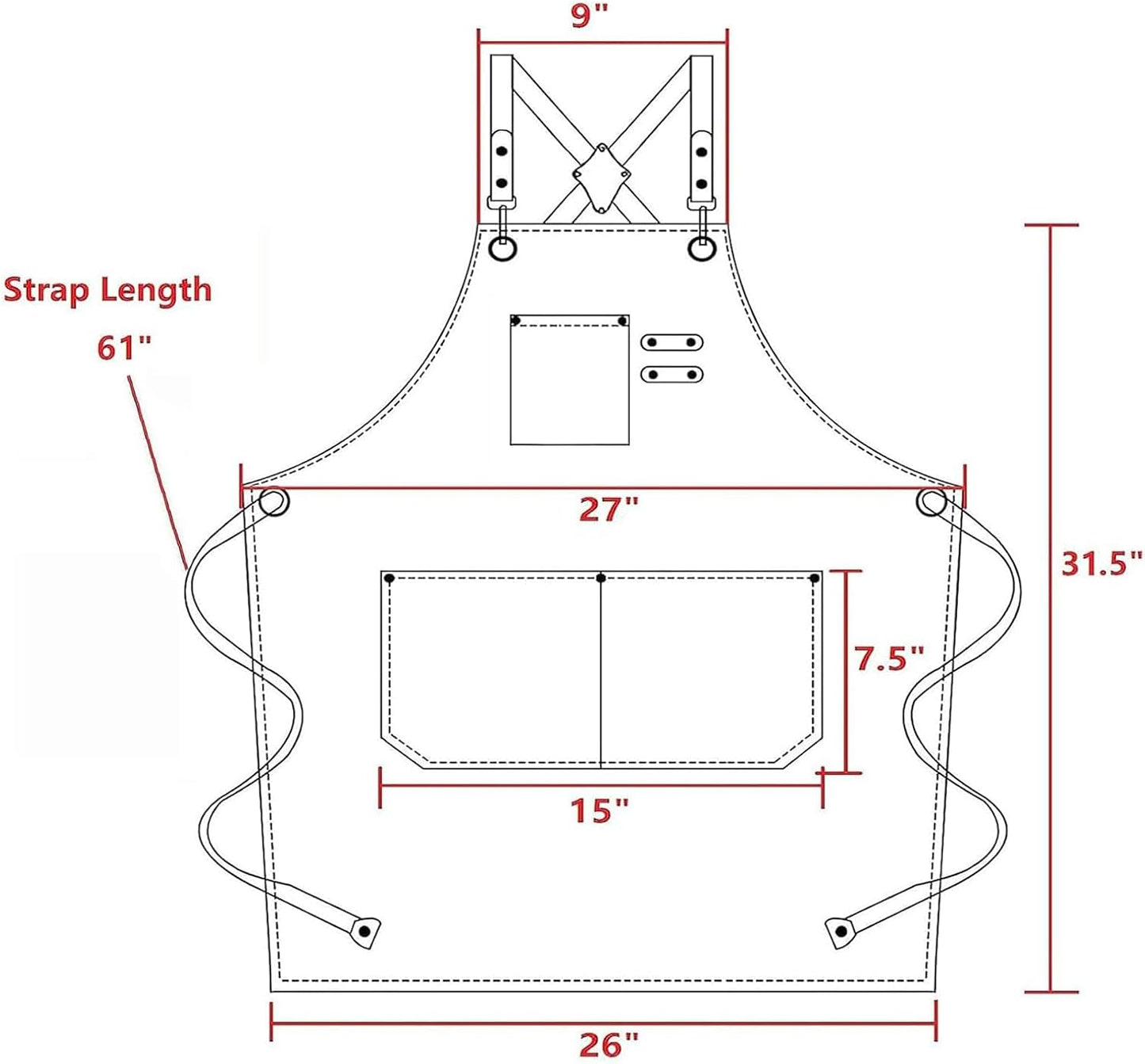 AFUN Chef Aprons for Men Women with Large Pockets, Cotton Canvas Cross Back Heavy Duty Adjustable Work Apron, Size M to XXL (Darkgreen)