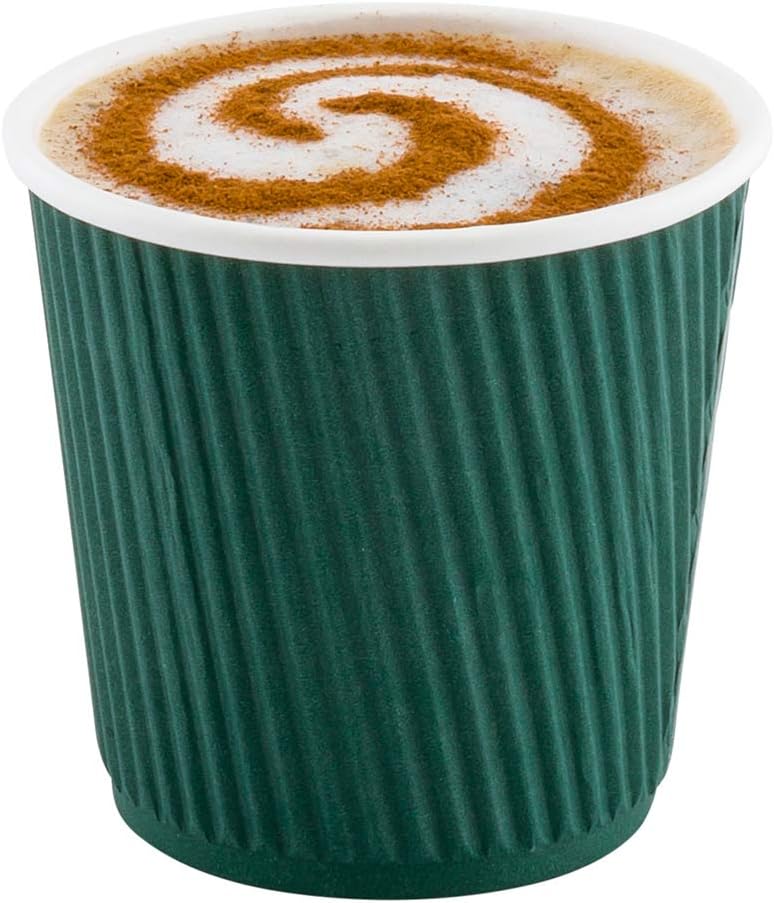 4 oz Forest Green Paper Coffee Cup - Ripple Wall - 2 1/2" x 2 1/2" x 2 1/4" - 500 count box