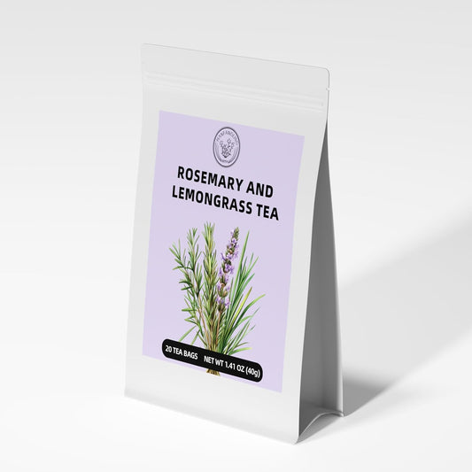 HANFANGLING Rosemary Lemongrass Herbal Tea - 20 Tea Bags, Natural Blend of Rosemary & Lemongrass, Caffeine-Free, Refreshing & Uplifting, Relaxation & Digestion