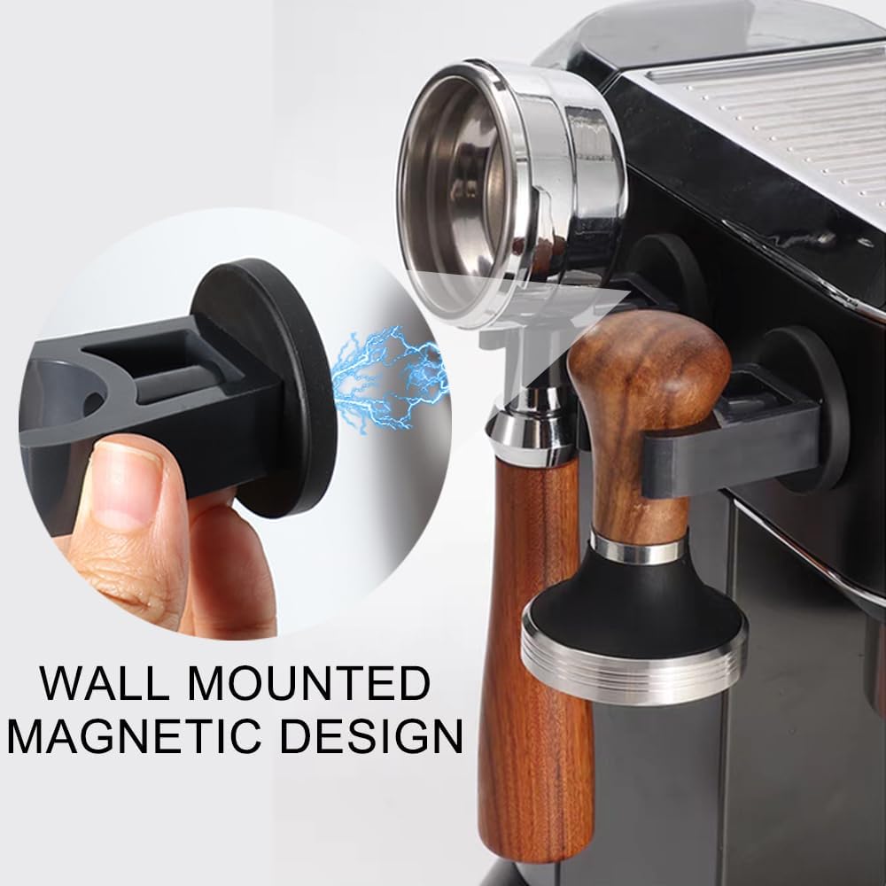 Wall Mounted Magnetic Hand Tamper Holder,Portafilter Organizer Fit for Storage 51, 54, 58MM Espresso Tamper,Portafilter,Espresso Coffee Stirrer,1Pieces