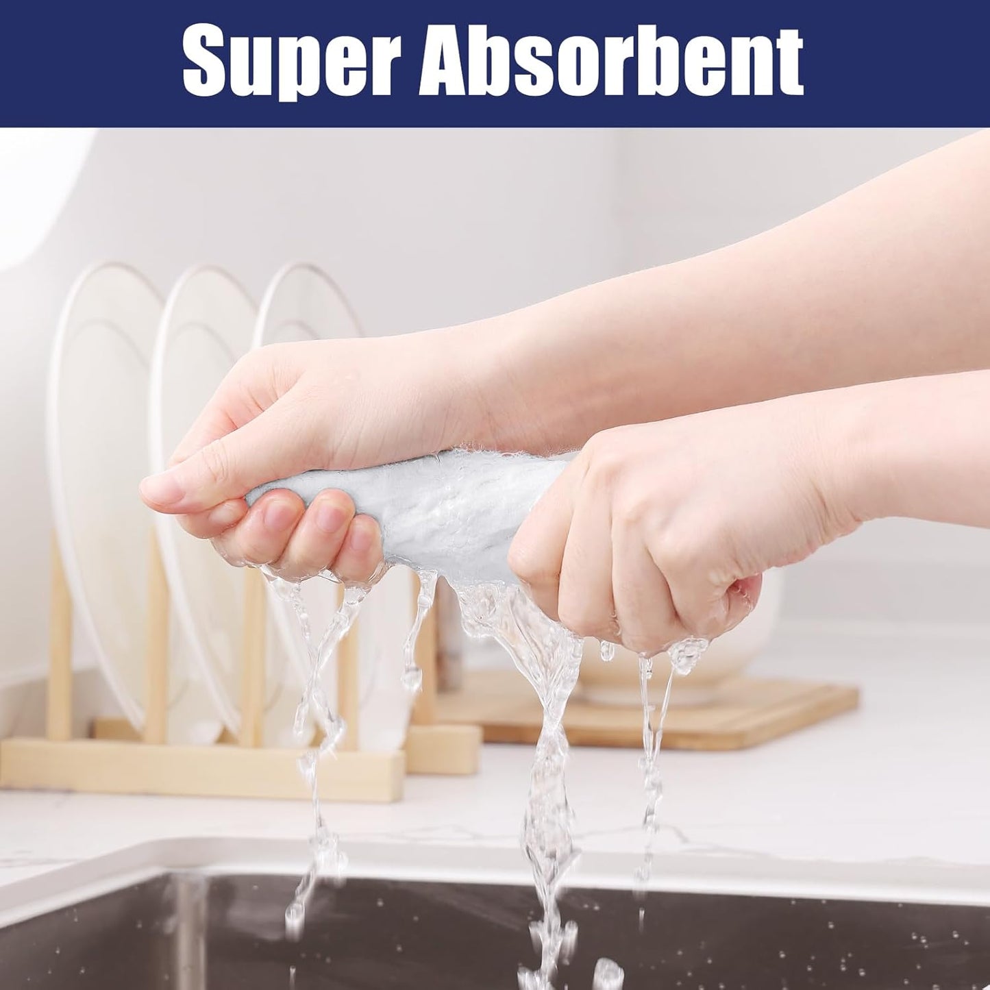 Homaxy Microfiber Waffle Weave Kitchen Dish Cloths, 12 x 12 Inch Ultra Absorbent and Solid Color Dish Towels for Kitchen Fast Drying Dishcloth for Washing Dishes, 12 Pack, White