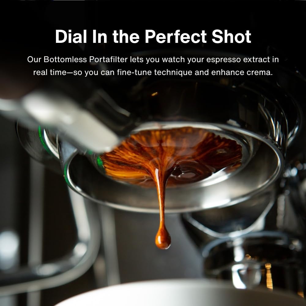 Crema Coffee Products 58mm Bottomless Naked Portafilter | Compatible with 58mm Breville Machines | Includes Double Shot Filter Basket | Olivewood