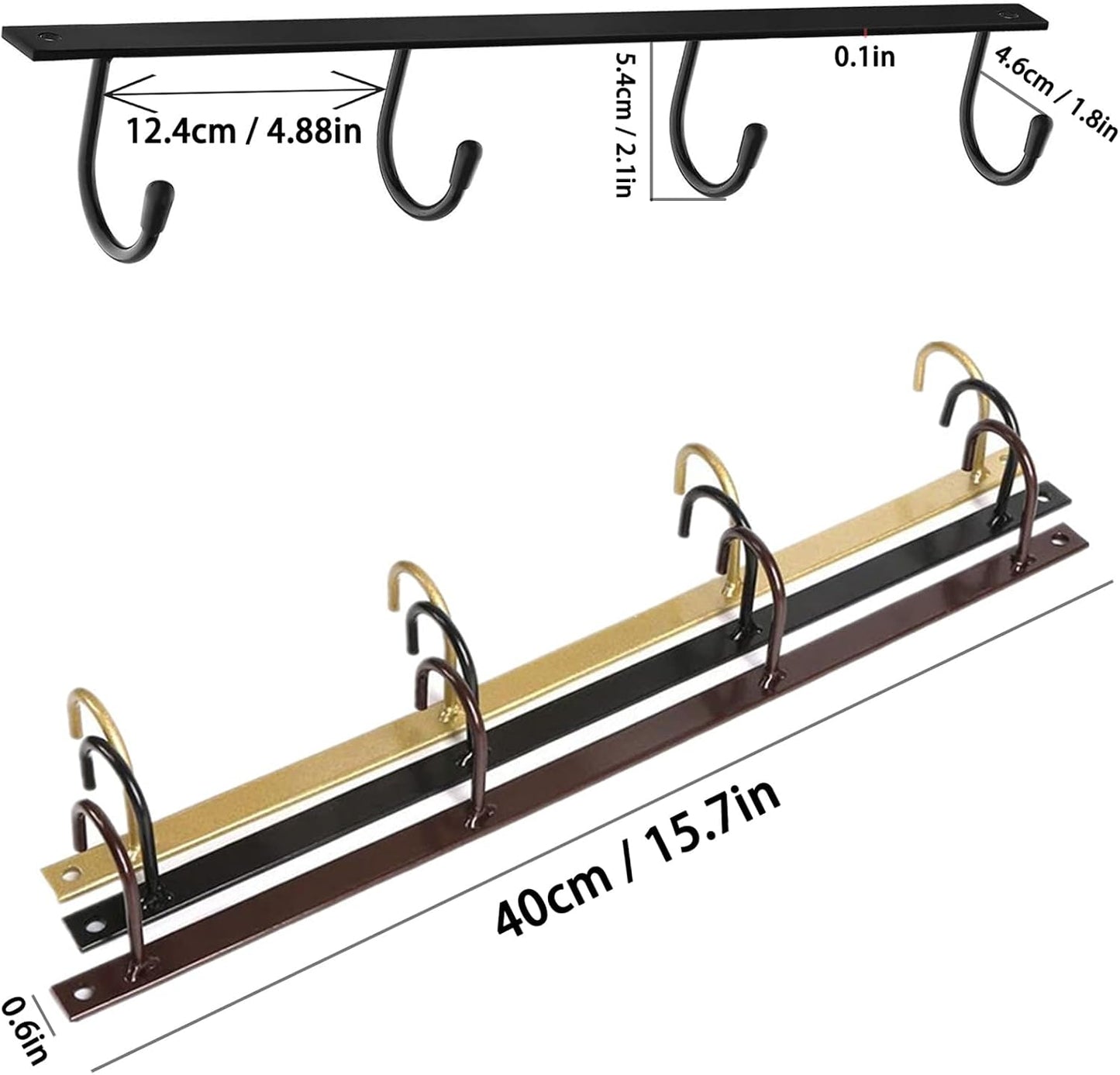 Mug Hanger Under Cabinet 3 Pcs Iron Mug Rack Wall Mounted Coffee Cup Rack Storage Organizer for Kitchen Dining Bar - Gold