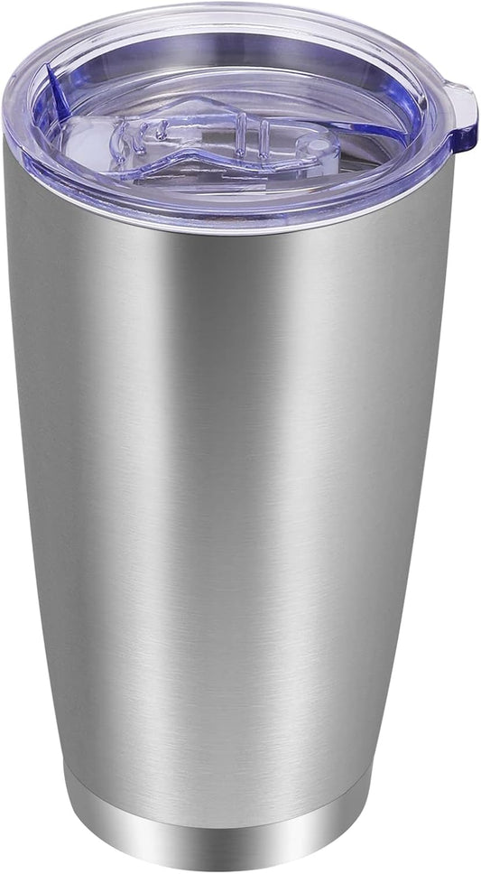 VEGOND 20oz Tumbler with Lid and Straw Stainless Steel Tumbler Cup Vacuum Insulated Double Wall Travel Coffee Mug Powder Coated Coffee Cup(Stainless 1 Pack)