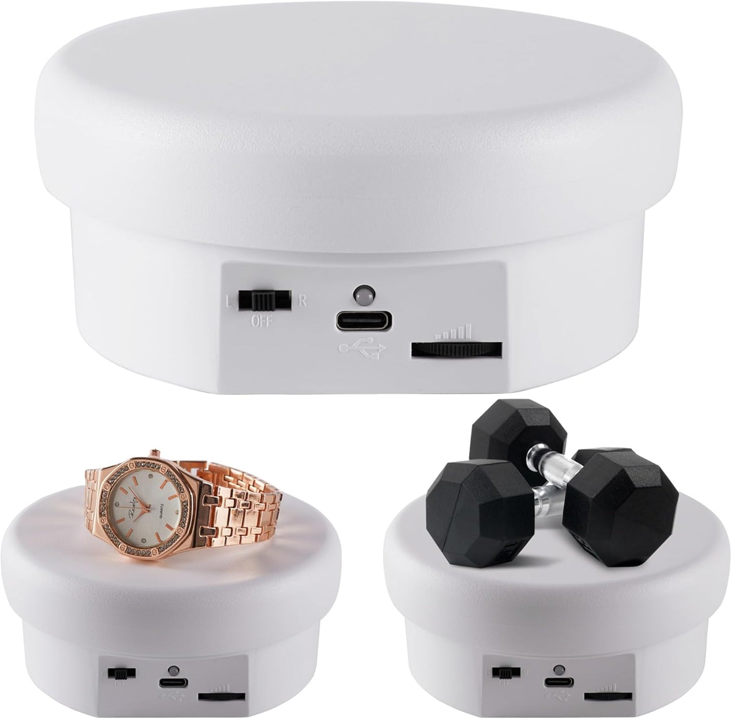 Rotating Display Stand 4.72'' Turntable Stand Black&White Spinning Stand for Product Shows