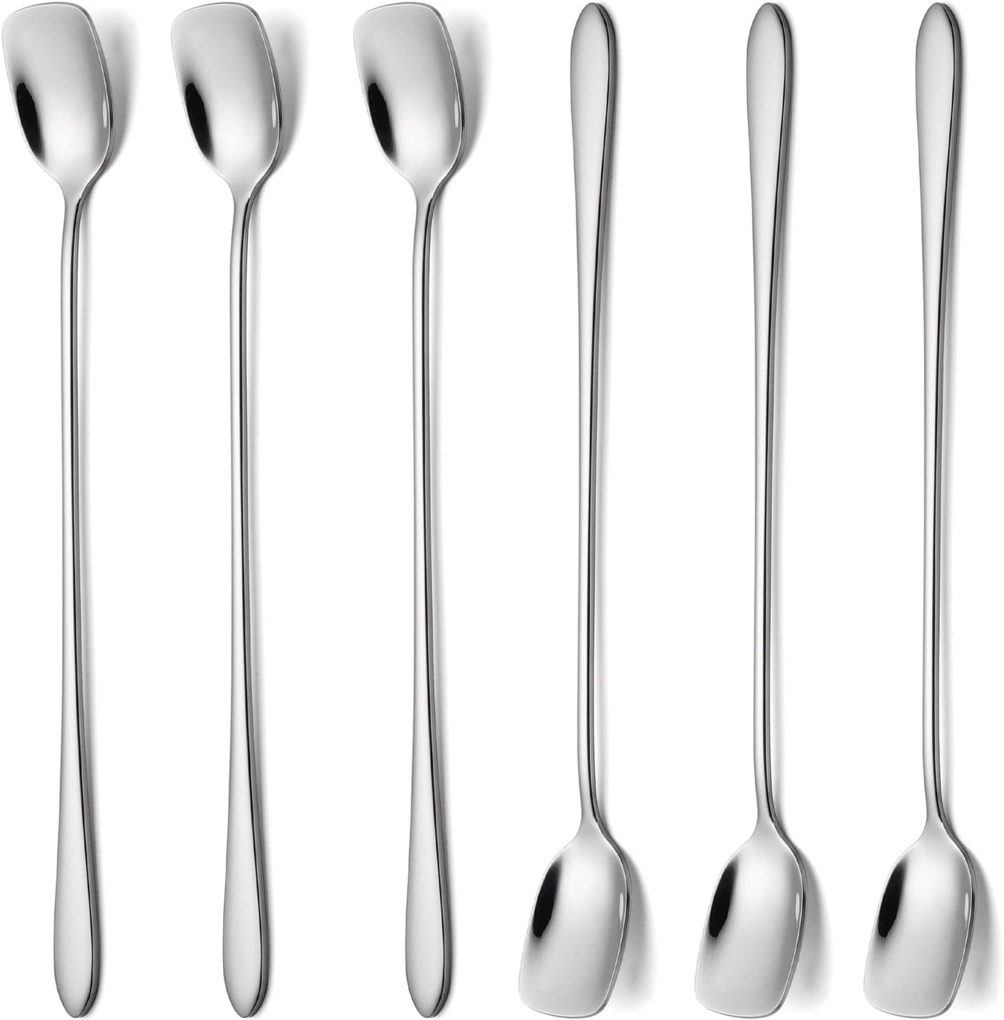 Long Coffee Spoons Steel Set of 6 Stainless Coffee Stirrer Iced Cream Scoop Cocktail Mixing Spoons (6)