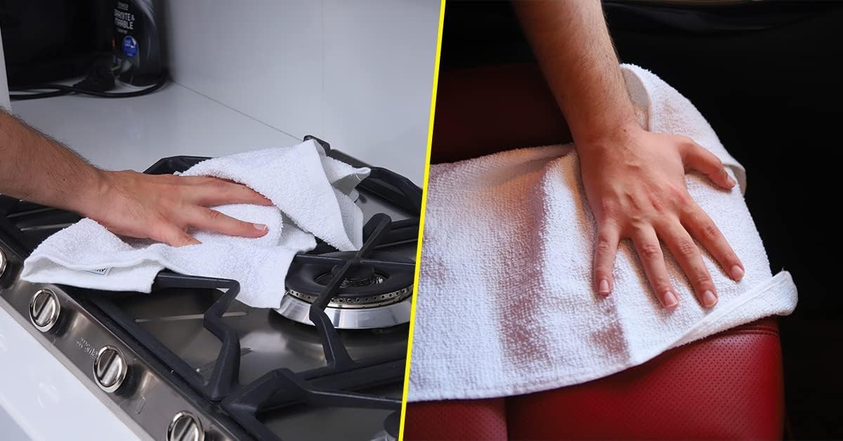 Avalon Towels Terry Bar Mop Towels (Value Pack of 60) Size 14"x17" – Absorbent and Durable, Multipurpose Cleaning Rags, Cotton Cleaning Cloths, Terry Cloth Rags, Reusable Shop Rag (White)