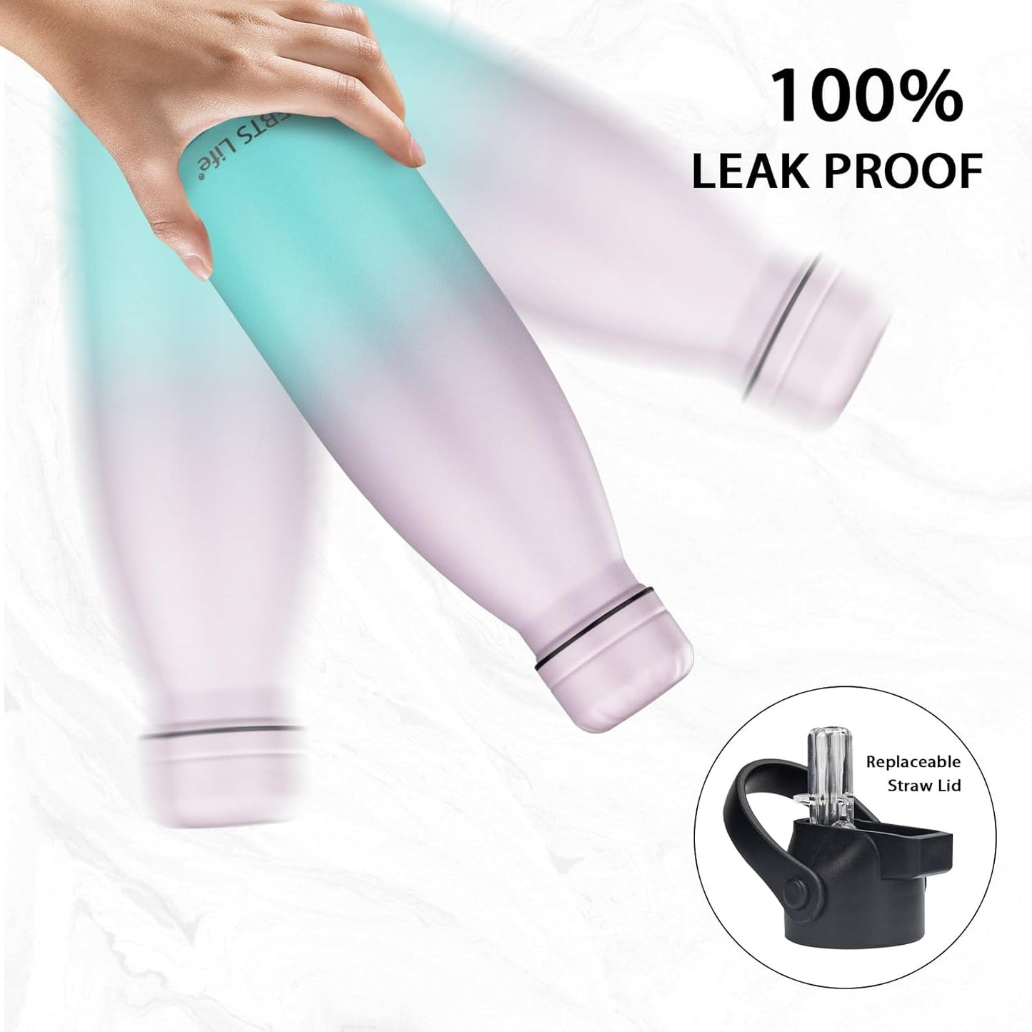 Insulated Water Bottle,12oz Stainless Steel Water Bottles with straw lid,Metal Sports Water Bottles for Boys,Girls,Double Wall Vacuum BPA-Free Flask for School, Sports & Travel (Sunset & Sea)