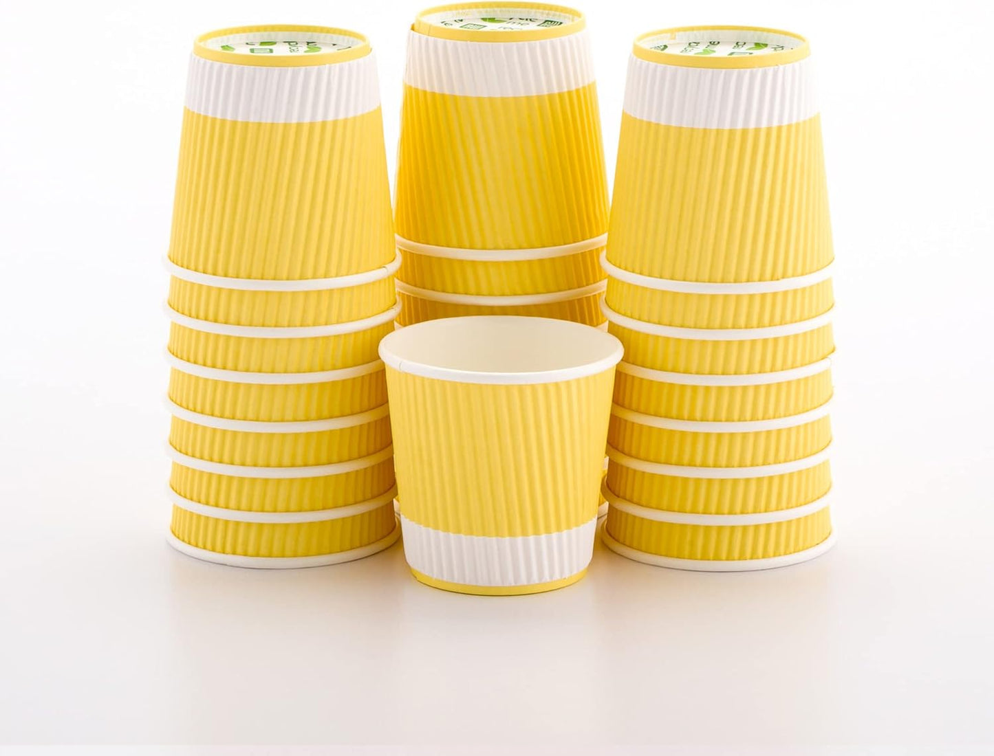 4 oz Light Yellow Paper Coffee Cup - Ripple Wall - 2 1/2" x 2 1/2" x 2 1/4" - 500 count box