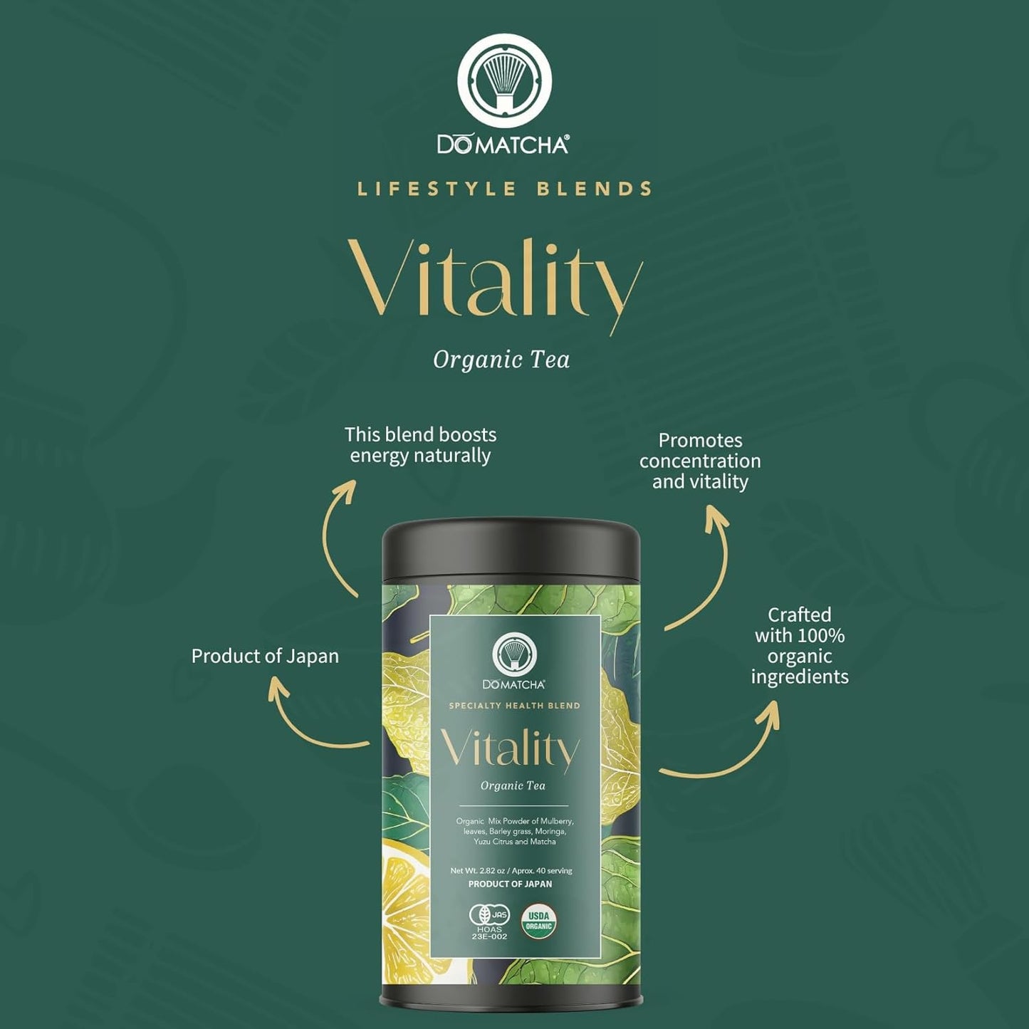 DoMatcha Vitality Blend - Green Mix 2.82 oz - Superfood Blend for Unique Smoothies - Nature's Vibrant Mix - Crafted with 100% Organic Ingredients