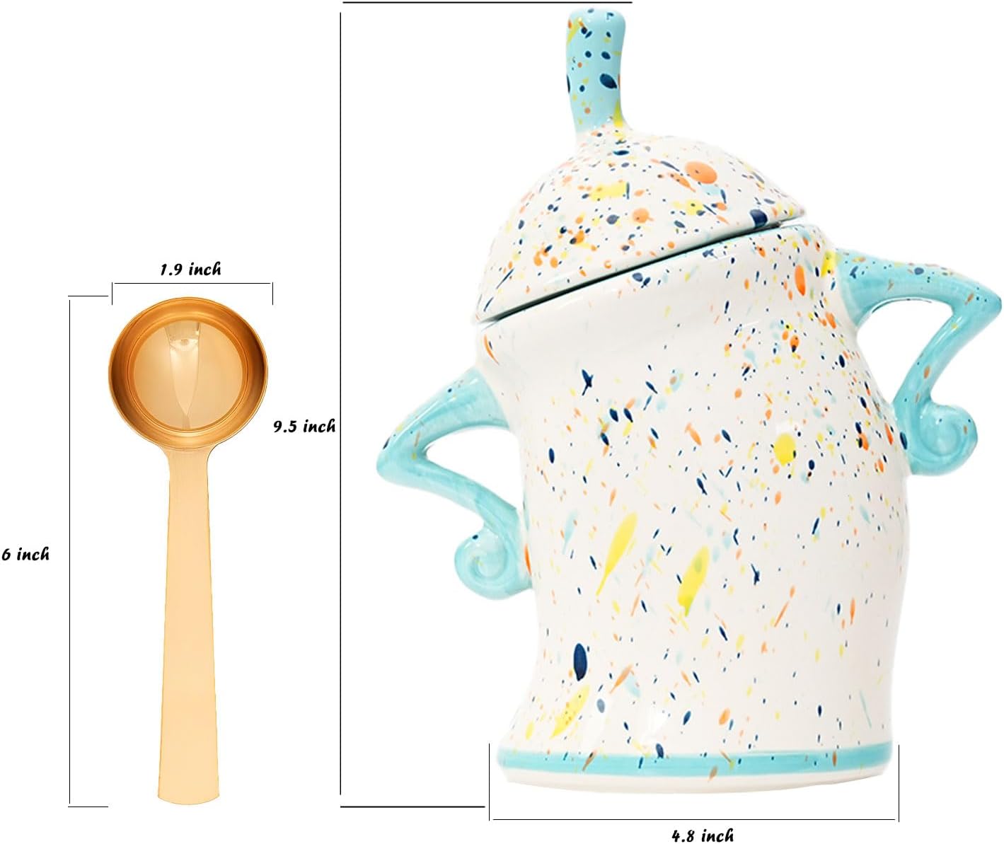 Canister With Attitude,Large Capacity Cute Sassy Storage Canister,Interesting food jars, stylish airtight large ceramic lids, coffee, tea, sugar and spice storage jars with spoons (Black and white)