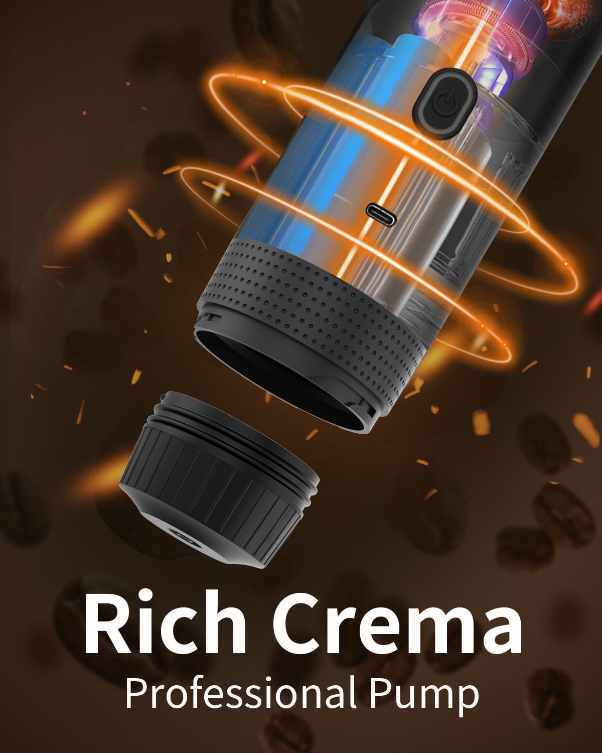 Portable Electric Espresso Machine, Car Coffee Maker for Travel Camping, Battery Powered Coffee Brewer Compatible with Ground Coffee & NS Capsules, Black