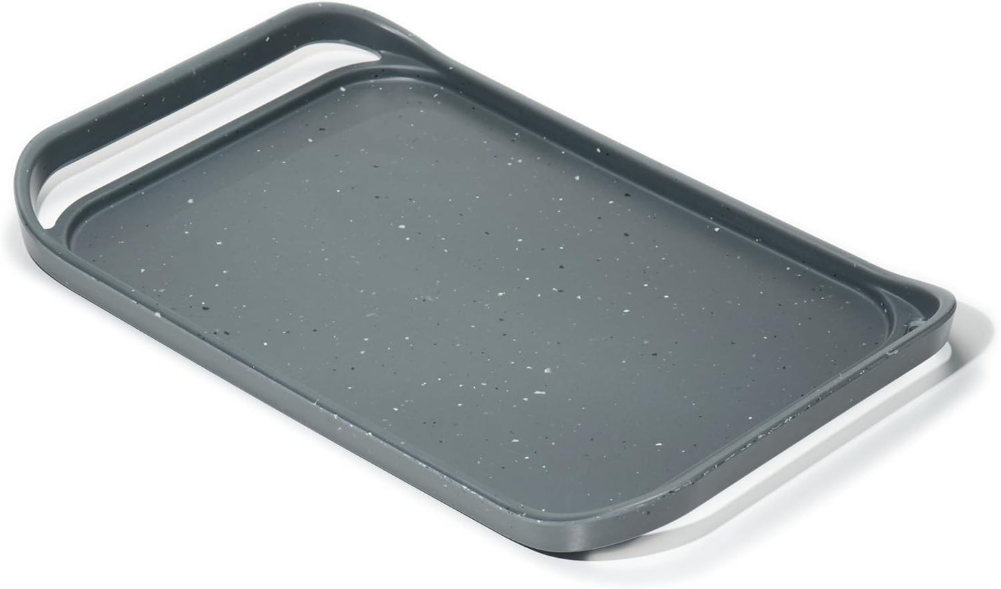 LINE+ARC Waterproof, Easy-to-Clean, 18"x12" Serving Tray Extra Large Handles (Slate) 100% Food-Grade Melamine for Breakfast, Dinner, Bed, Tea, Crafts, Decorative, TV, Couch, Outdoor, Patio