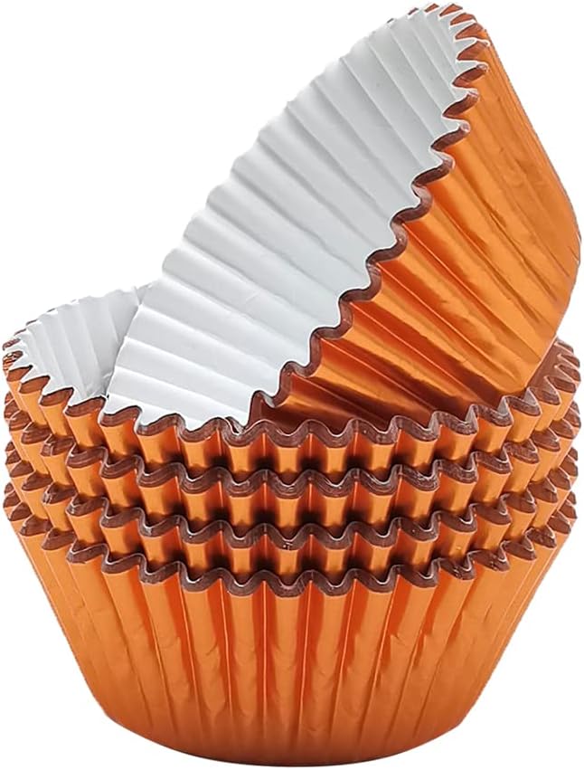 Standard Orange Foil Cupcake Liners Muffin Baking Cups for Party and More, 100-Count