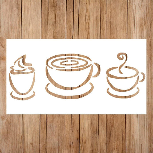 Generic Coffee Cup Stencil, Teacup Stencil | Coffee Bar Coctail Stencils for Painting on Wood, Glass, Wall, Rock, Fabric, Walls, Canvas, Glassware | Coffee Stencils (3x5), White, 90823489234