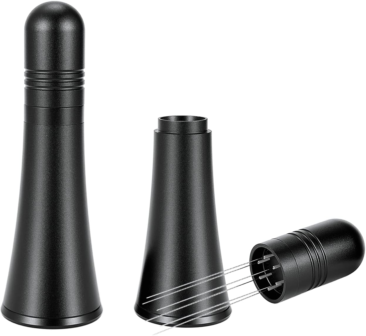 IKAPE WDT Tools, Espresso Stirrer Distribution Tool for Barista, 0.25mm 6 Needles Espresso Coffee Stirrer with Stand and Extra 6 Needles (Black)