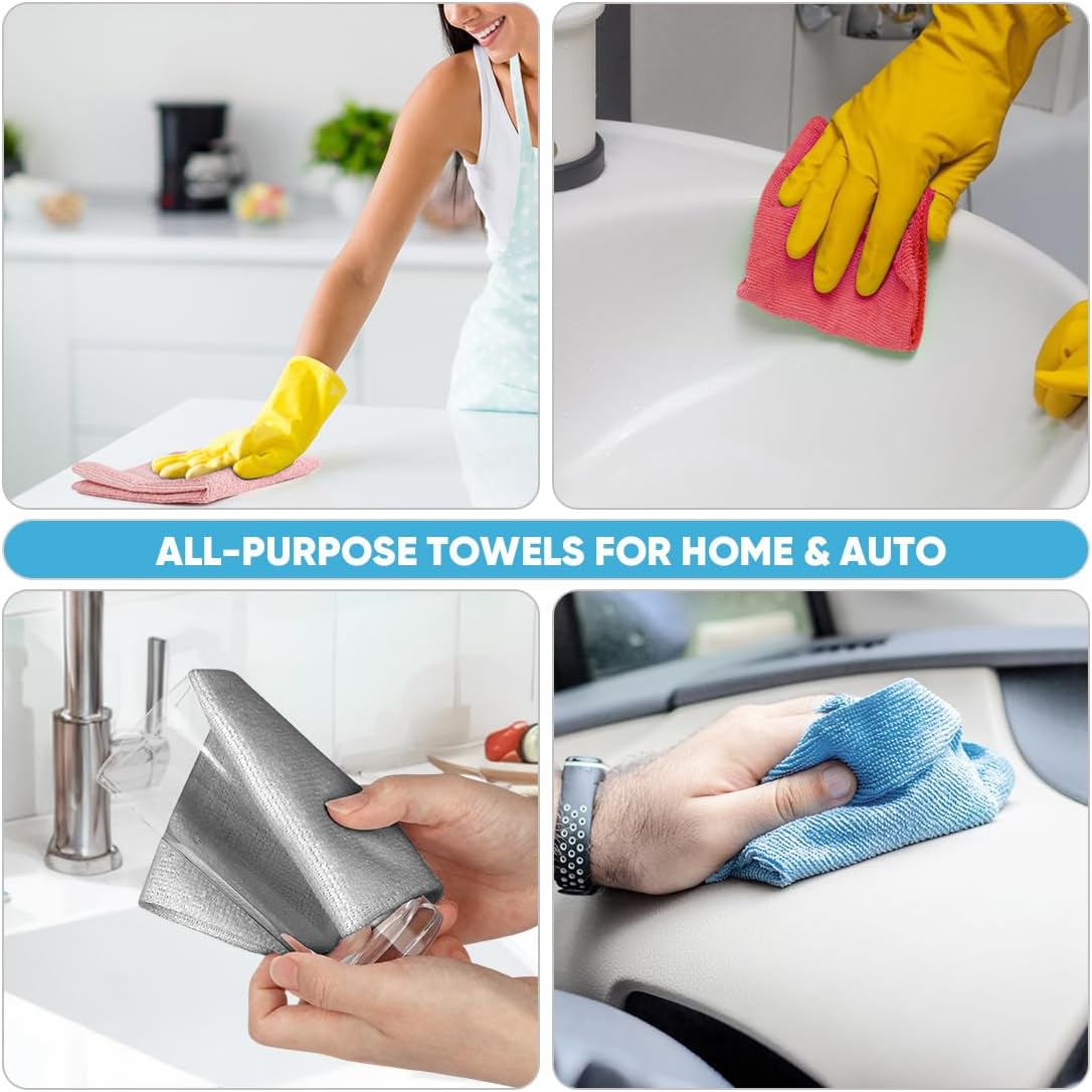 AIDEA Microfiber Cleaning Cloth Roll, 50PK Red, Reusable Paper Towels Tear Away Cloth, Microfiber Towels Washable Shop Rags, Lint Free Cleaning Rags for House, Kitchen, Window, 11.5"×11.5"