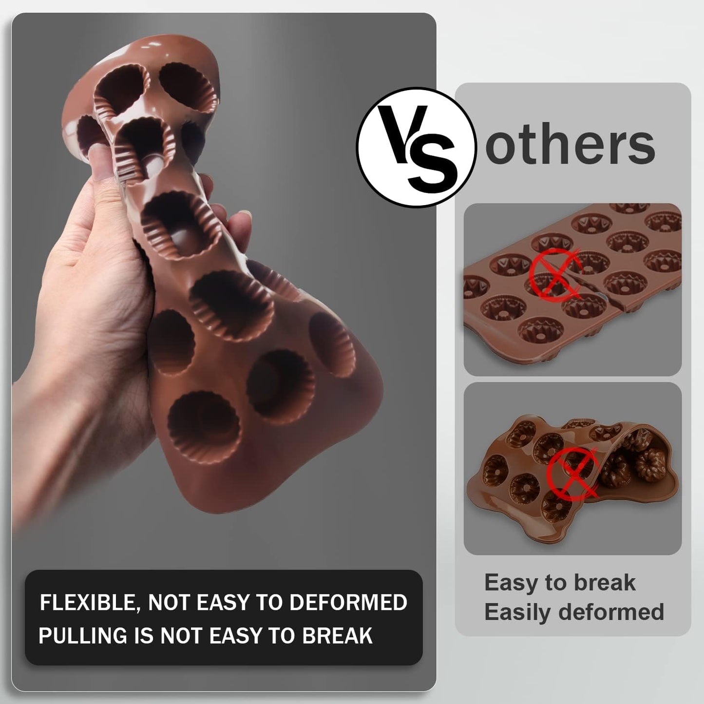 Peanut Butter Cup Mold Fat Bomb Molds, Walfos Silicone Candy Mold-Perfect for Keto Fat Bomb, Candy, Dark Chocolate, Mini Peanut Butter Cup, Set of 3