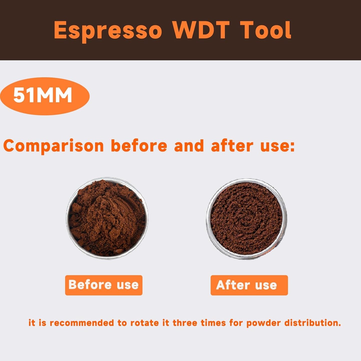 51mm WDT Tool ，Espresso Stirrer Distribution Tool,Compatible with Delonghi Portafilter 51mm,Adjustable Height,with Magnetic Suction