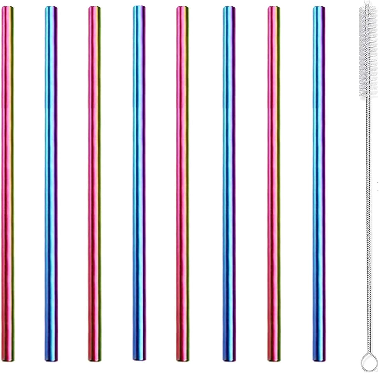Stainless Steel Straws Short Small Mini Metal Kids 6 Inch Drinking Straw Reusable for Cocktails Coffee Mugs Goblets Bar Party Home Office Restaurant with Cleanning Brush, Colorful 8Pcs