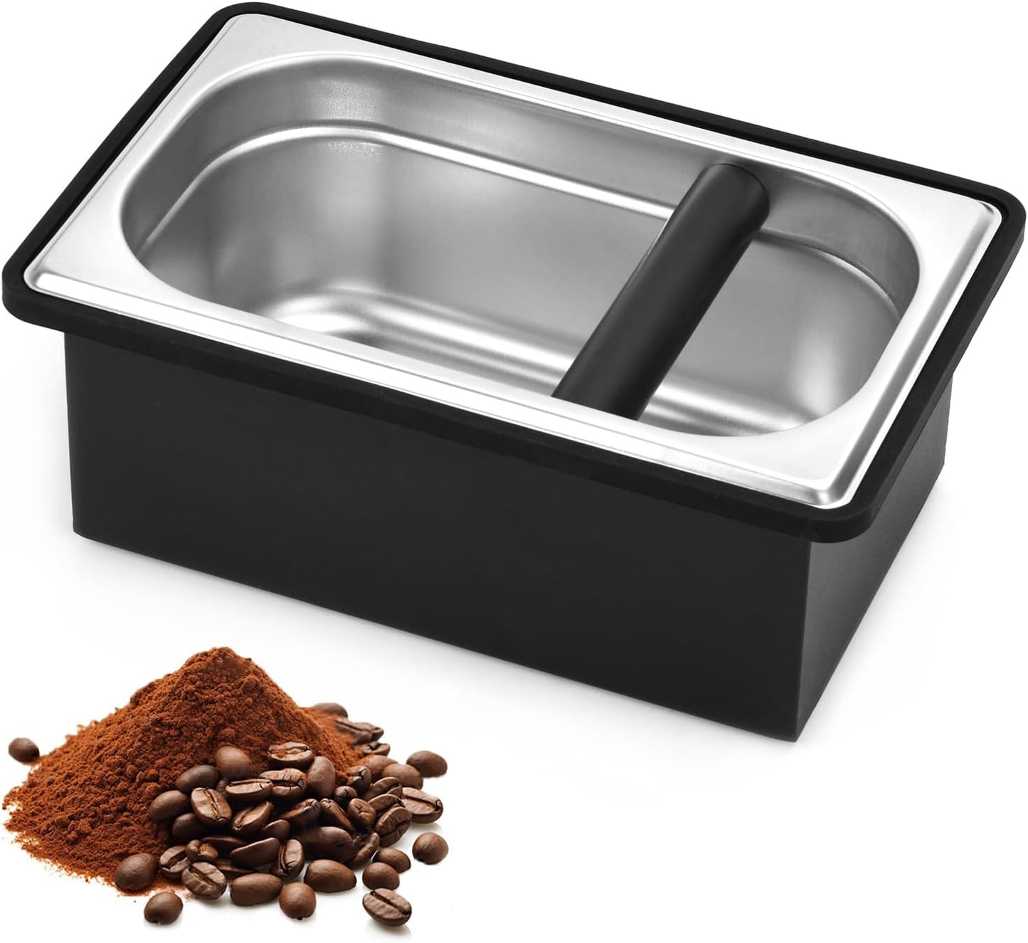 Espresso Knock Box, Stainless Steel Coffee Knock Box Large Capacity Coffee Pucks Container Espresso Machine Tool for Coffee Ground