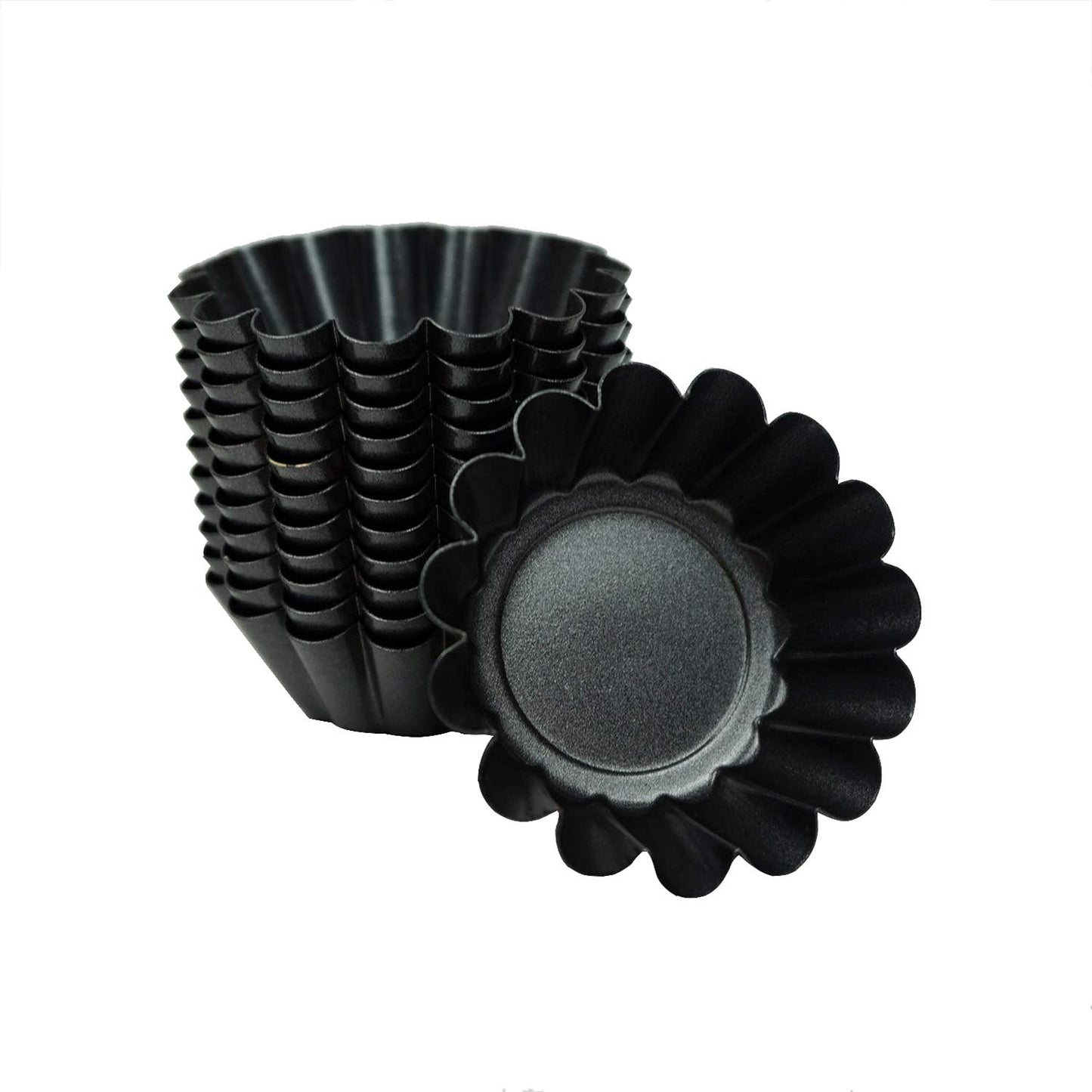 12 Pack Mini Tart Pan, Non-stick Carbon Steel Tart Molds, Pie Mould, Muffin Cupcake Pudding Maker - for Pies, Chinese Tart, Cakes (Size 2.6"x0.9")