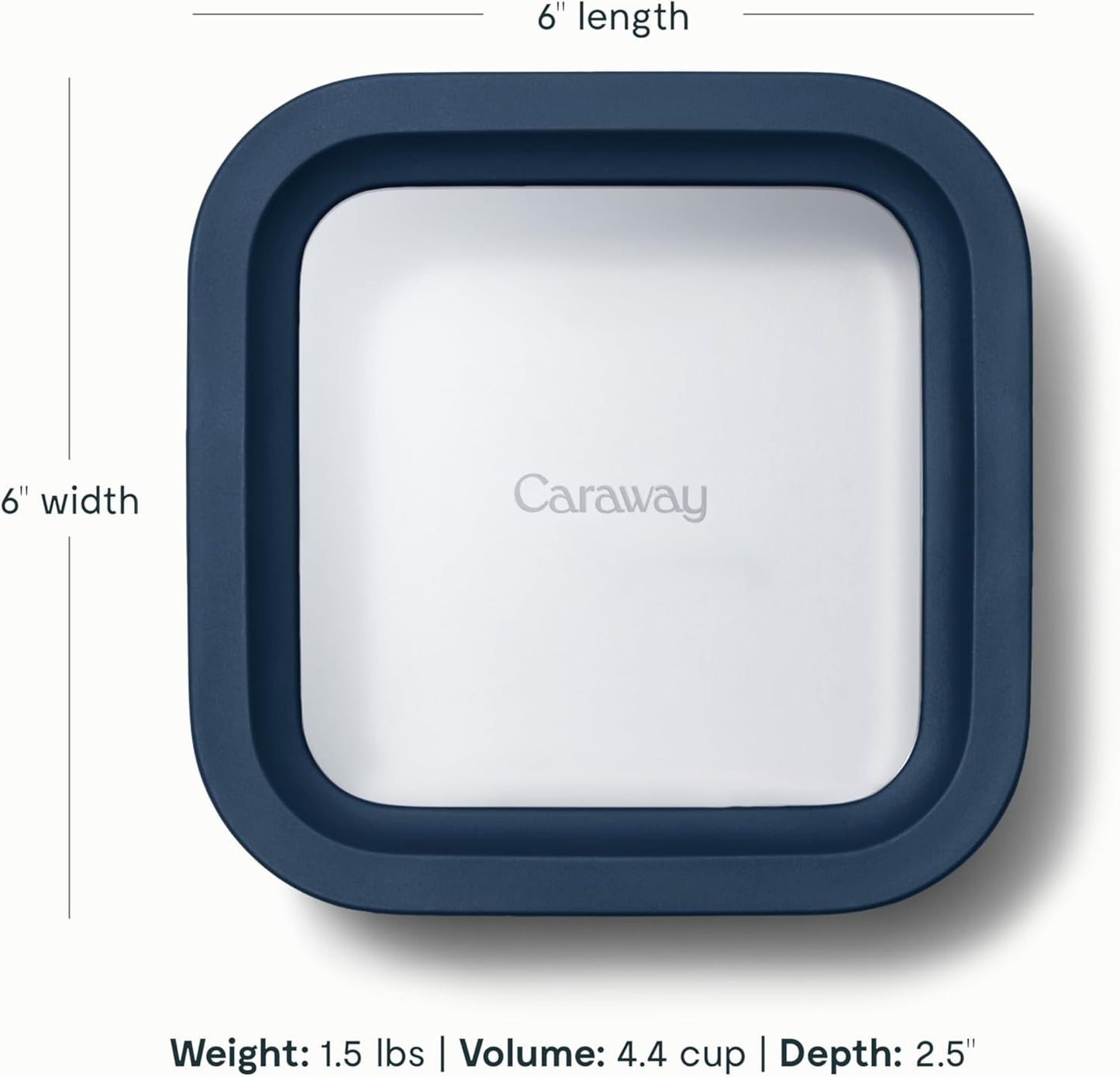 Caraway Glass Food Storage - 4.4 Cup Ceramic Coated Food Container - Non Toxic, Non Stick Lunch Box with Glass Lids. Dishwasher, Oven, & Microwave Safe - Navy
