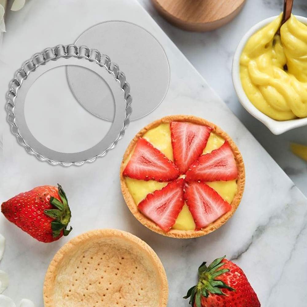 Set of 6, Mini Tart Pan, findTop 4.7 Inch Non-Stick Quiche Pan with Removable Bottom or Oven