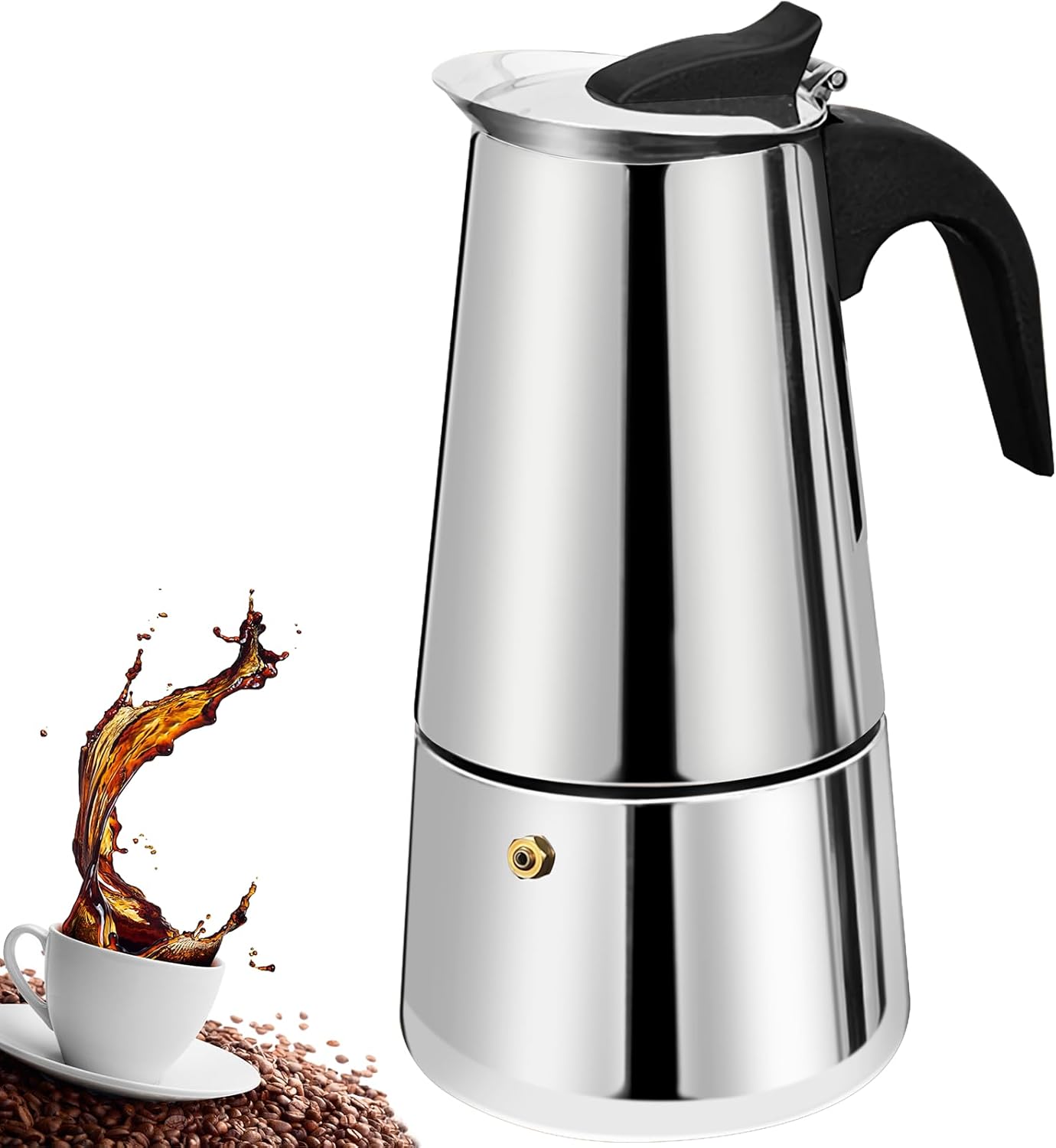 9 Cup Stovetop Espresso Maker Stainless Steel Moka Pot Stove Top Percolator Italian Coffee Makers Capable Mocha Greca Machine Cafe Classic Induction Cookers for Home and Camping 450ml 15oz