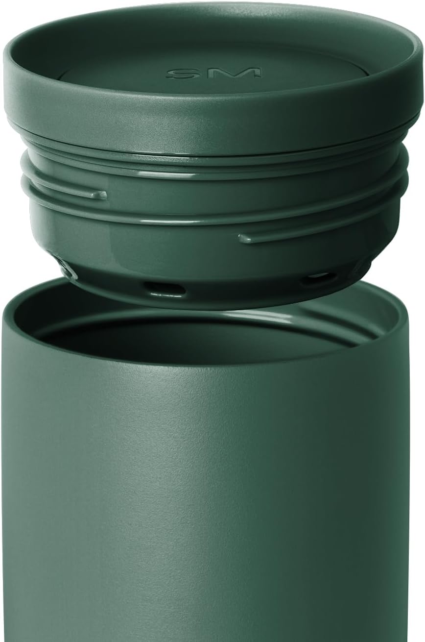 Simple Modern Travel Coffee Mug Tumbler with 360° Lid | Ceramic-Lined Insulated Stainless Steel Cold Brew Iced Coffee Cup Thermos | Gifts for Women Men Her Him | Voyager Signature | 16oz | Forest