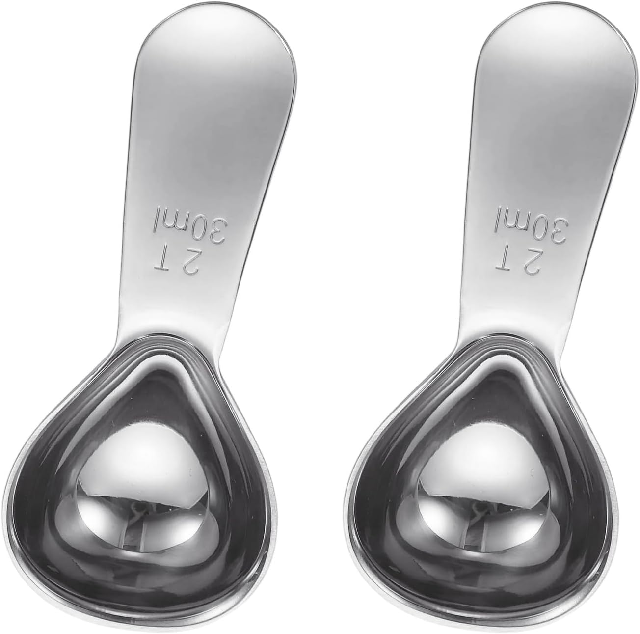 uxcell 2Pcs Stainless Steel Coffee Scoop, 30ml Short Handle Measuring Spoon for Ground Coffee Tea Sugar Kitchen Gifts, Silver