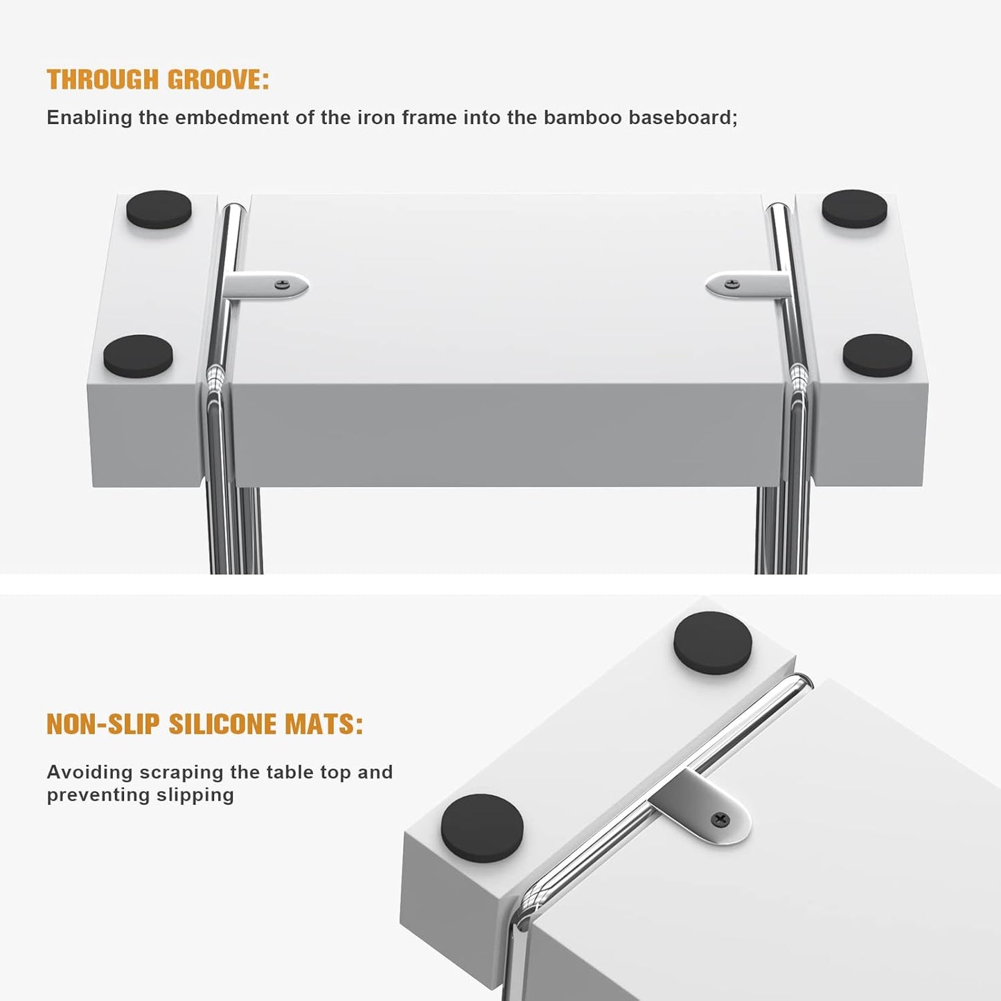 Napkin Holder for Table, Bamboo Iron Standing Napkin Dispenser for Kitchen Dining Table Farmhouse Cocktail Picnic Rustic Wood Holders for Mail Bills Suitable for All Dining Room Decors Silvery & White