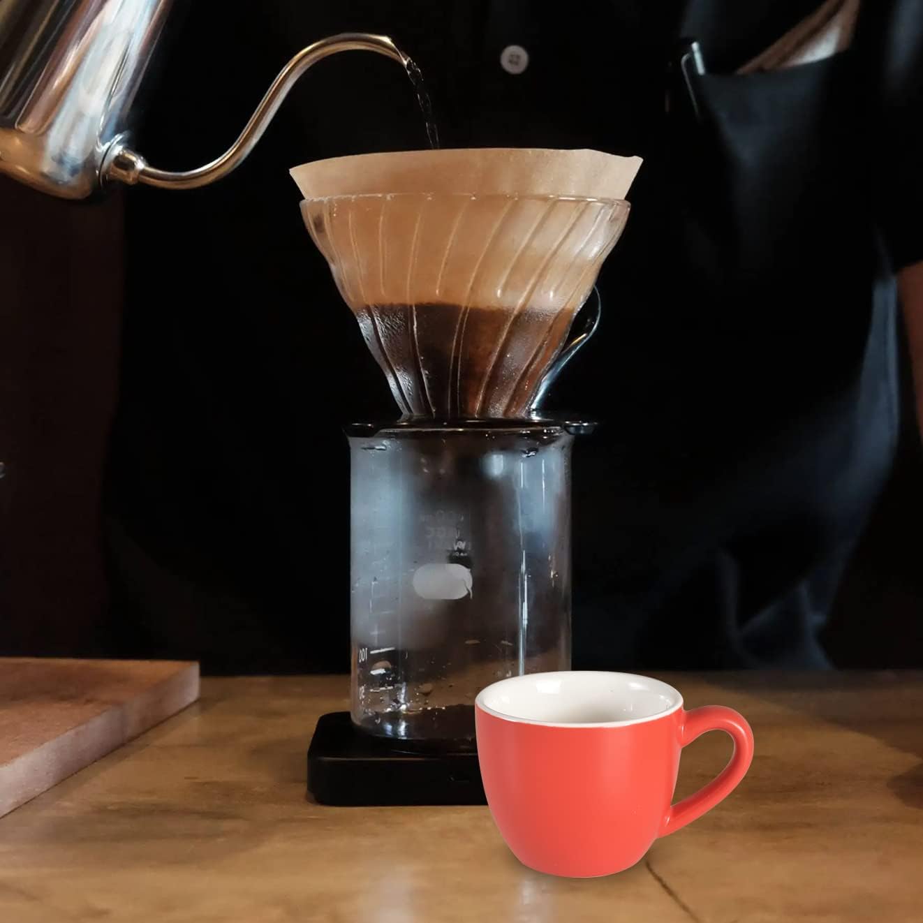 homEdge Mini Procelain Espresso Cup, 3 Ounces / 90 ml Tiny Coffee Mugs Demitasse for Espresso, Tea- Red