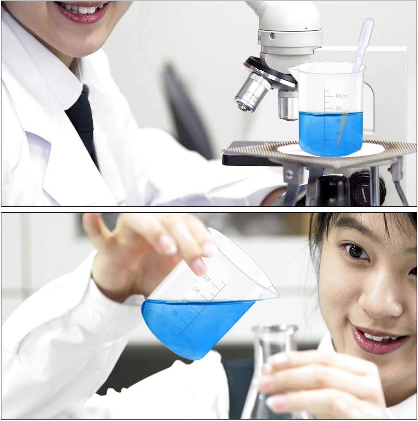 12 Pcs 3.4 Oz Transparent Lab Measuring Cup, 100ml Plastic Beaker Cups, for Science Experiment, Liquid Measuring