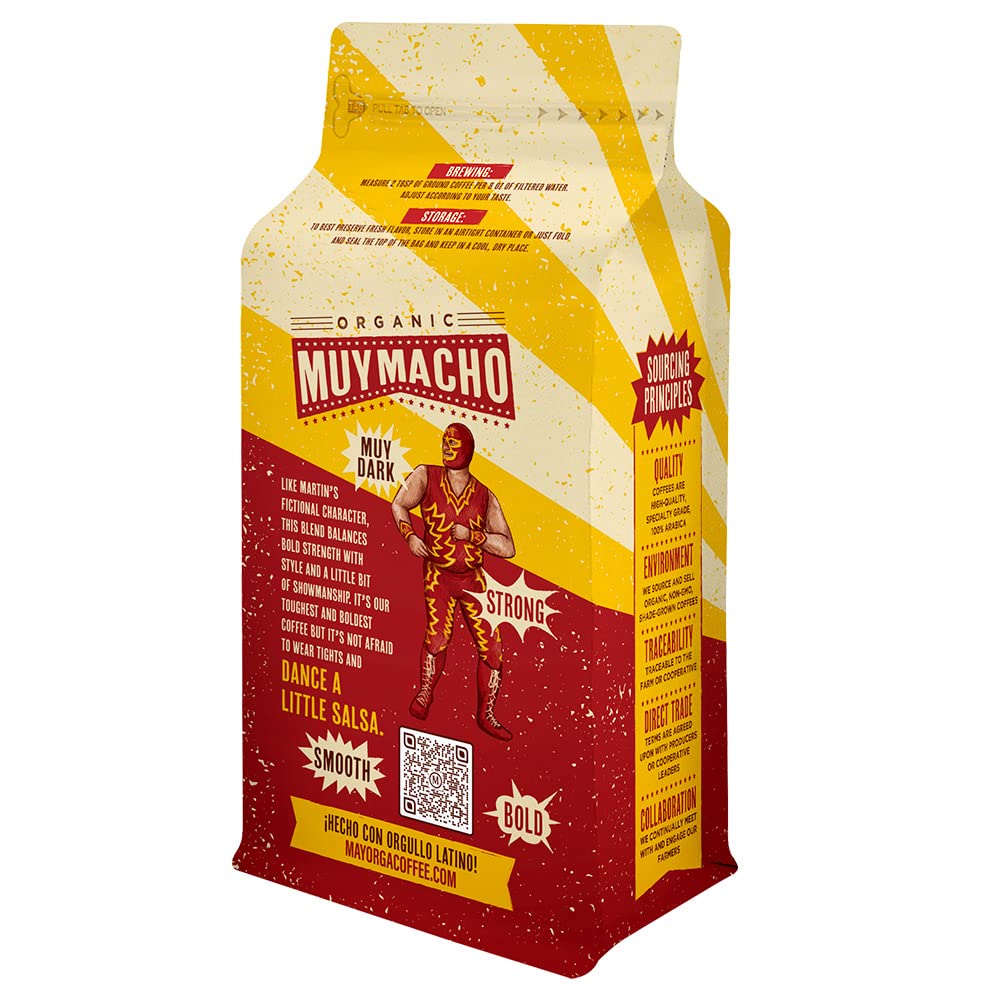 Mayorga Intense Dark Roast Coffee, 5 lb bag - Muy Macho Blend, the World's Strongest Organic Coffee - 100% Arabica Whole Coffee Beans - Bold Flavor - Specialty Grade, Non-GMO, Direct Trade