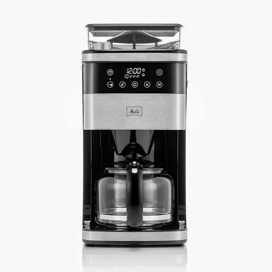 Melitta® Aroma Fresh™ Plus 10-Cup Automatic Drip, Programmable Coffee Maker with built in Burr Coffee Grinder, 5-Pack Coffee Filters included