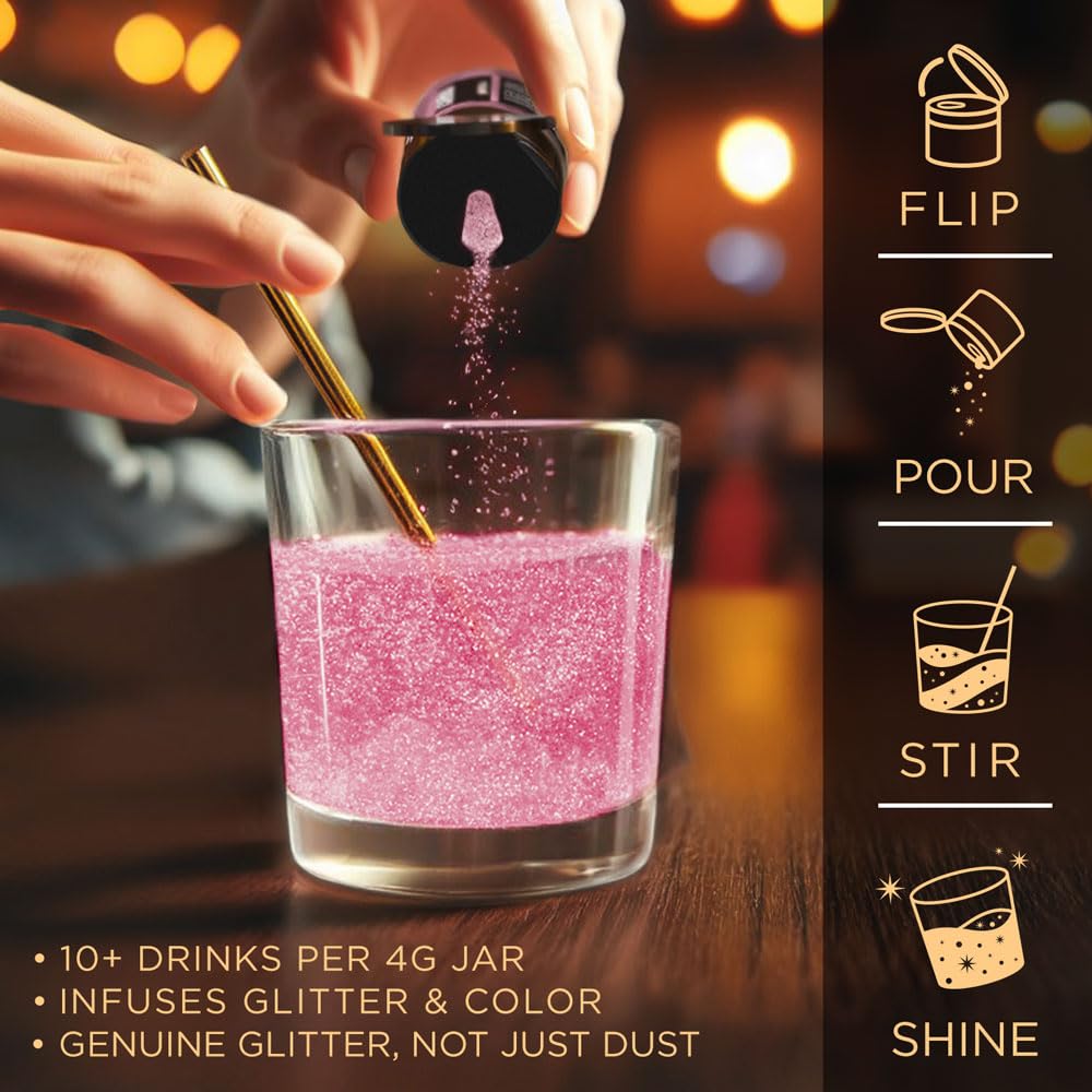 Brew Glitter - Pink (25g 1x Pump) 100% Edible Glitter For Drinks, Cocktails, Beer & Beverages