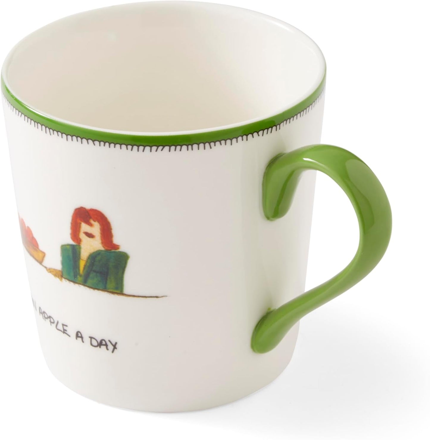Spode Kit Kemp 12oz Doodle Mug | An Apple A Day- Unique Doodle Pattern | Fine China | Dishwasher Safe | For Coffee and Tea | Ideal Celebration Gift | Home or Office Use